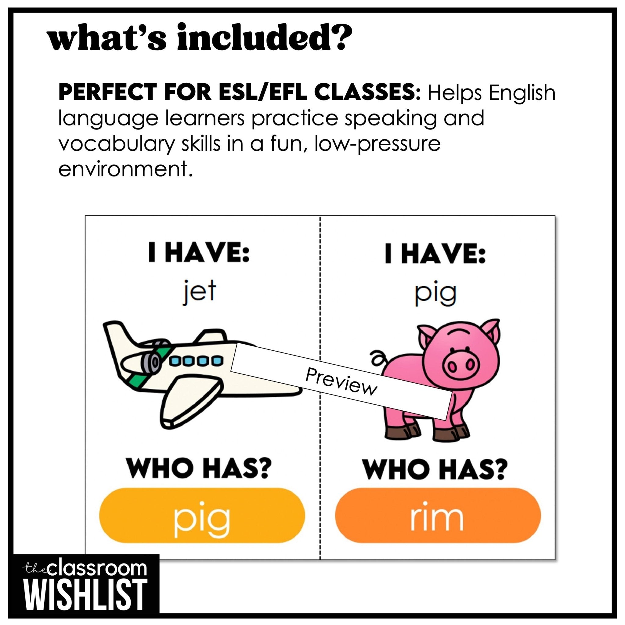 CVC Short E and I - Card Game, I HAVE, WHO HAS? | Reading Practice CVC - Hot Chocolate Teachables