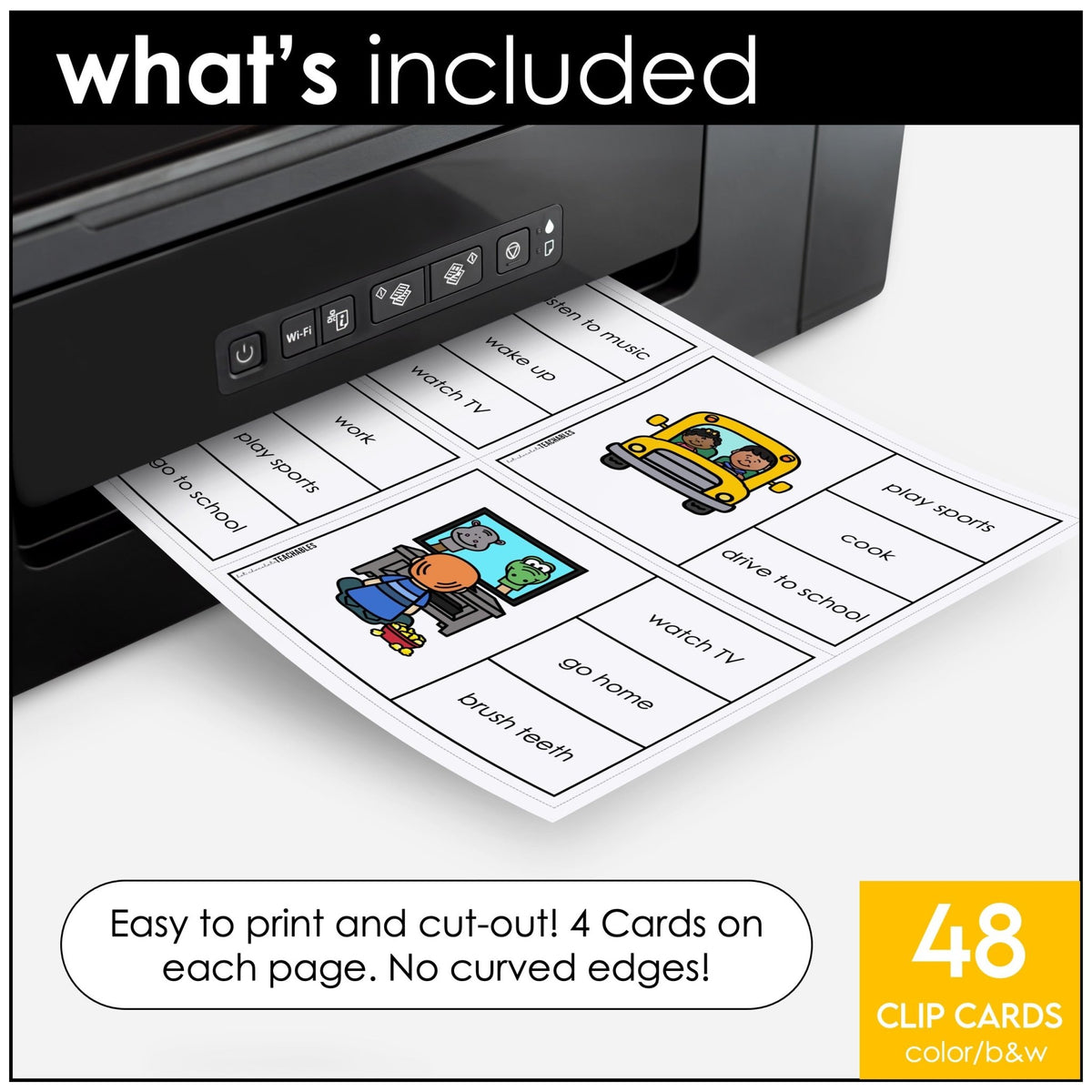 Daily Routine Verbs Vocabulary CLIP CARDS for ELL & ESL