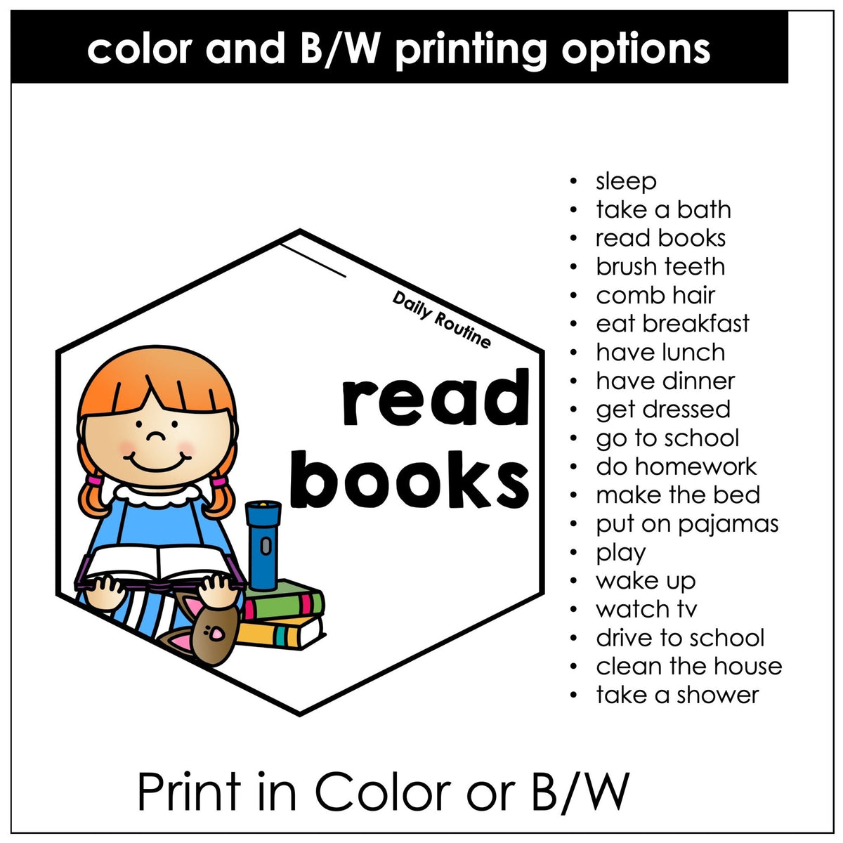 English Routine Poster Daily Routine Vocabulary Posters for ESL & Elementary