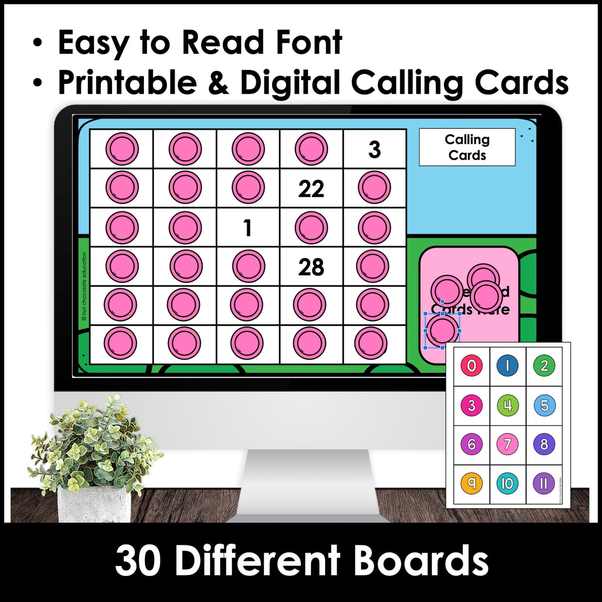 Digital Number Bingo 0–30 – Google Slides™ Fluency Game - Hot Chocolate Teachables