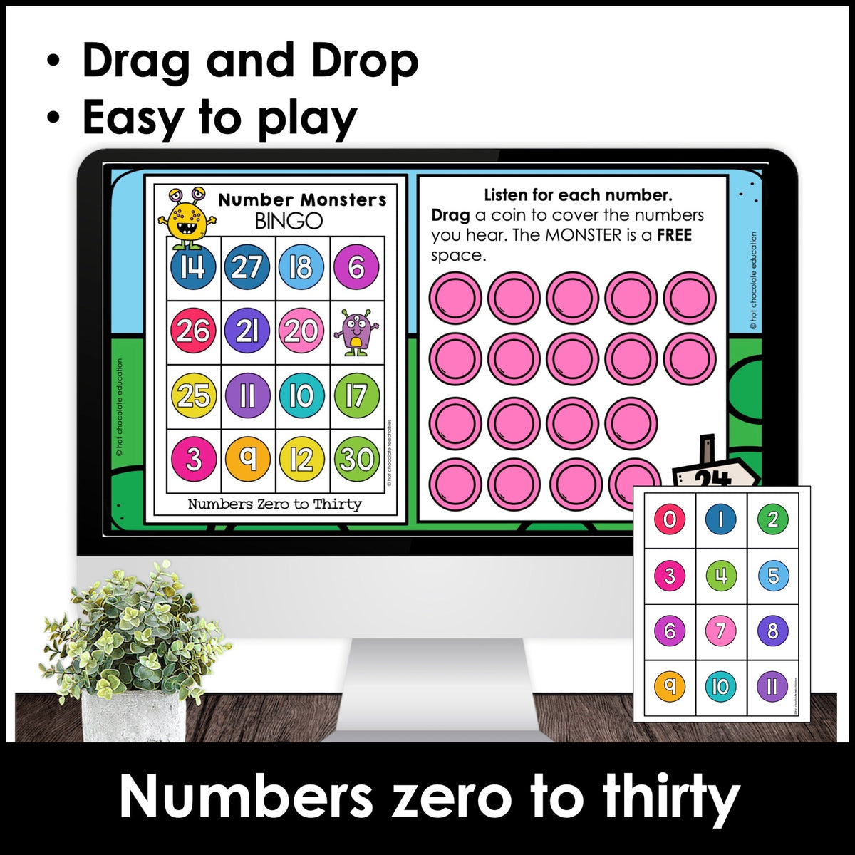 Digital Number Bingo 0–30 – Google Slides™ Fluency Game - Hot Chocolate Teachables