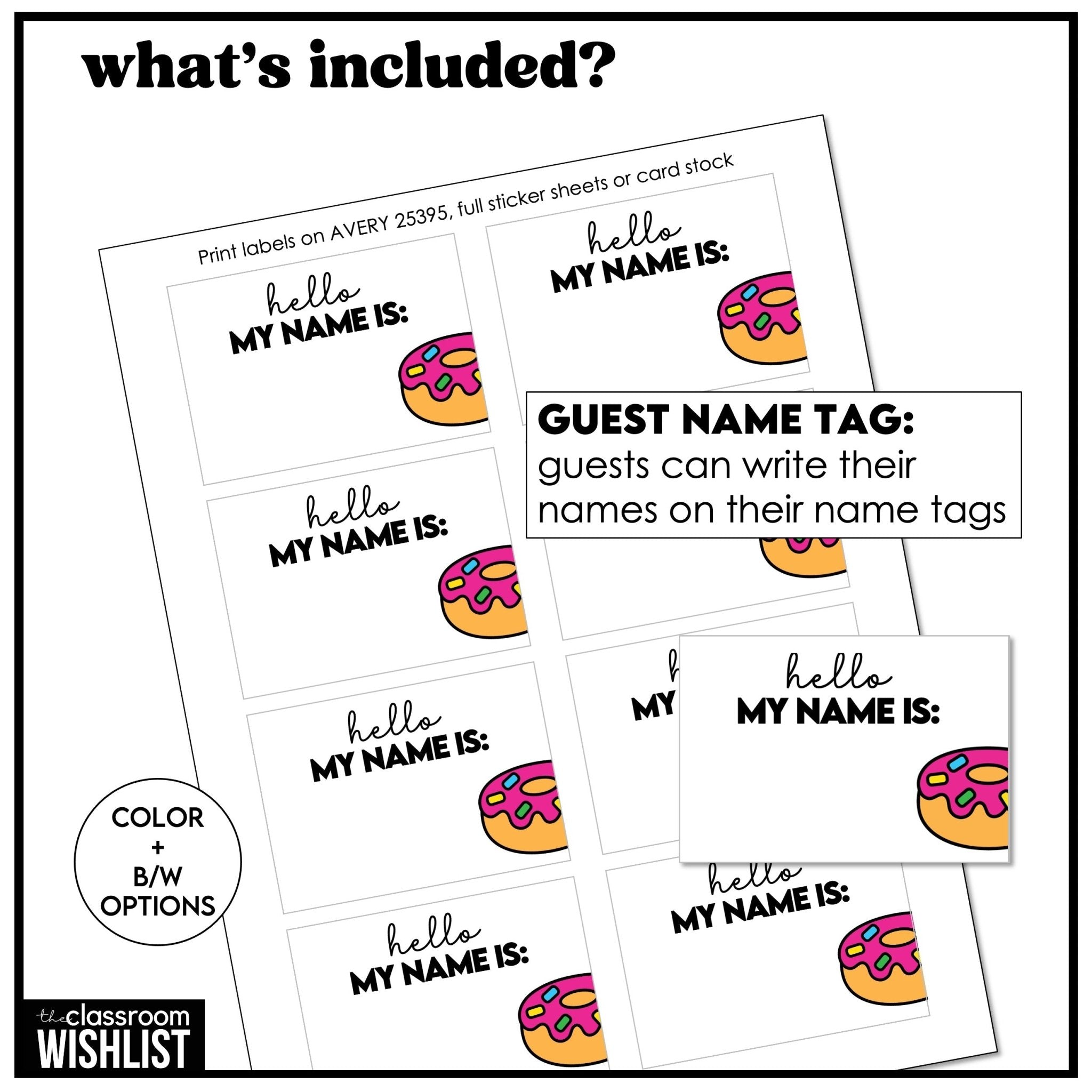 Donut Party Planning Kit | RSVP Parent Letter | Donuts & Grownups | Name Tags - Hot Chocolate Teachables