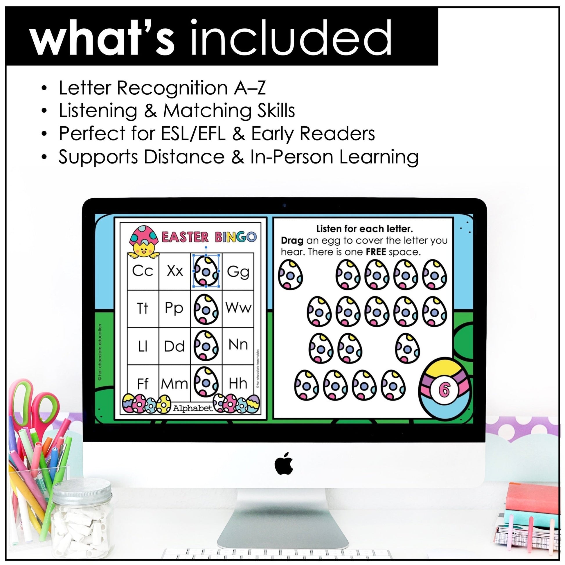 Easter Digital Alphabet Bingo Game – Letter Fluency A–Z - Hot Chocolate Teachables