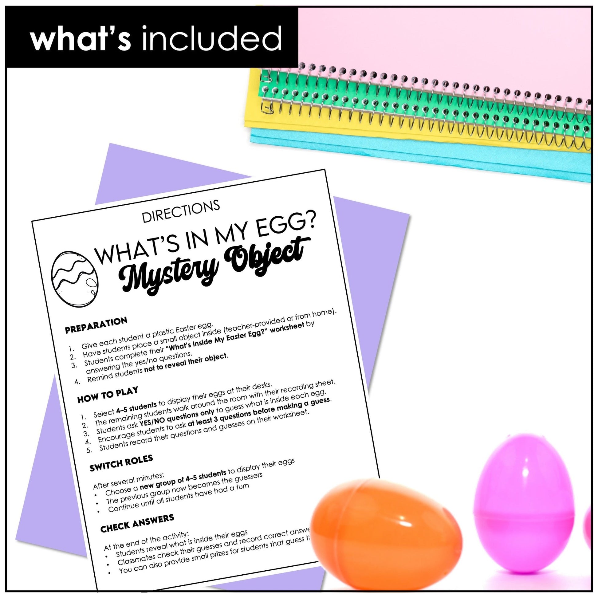Easter Guessing Game – Mystery Object “What’s in the Egg?” (ESL/ELL) - Hot Chocolate Teachables