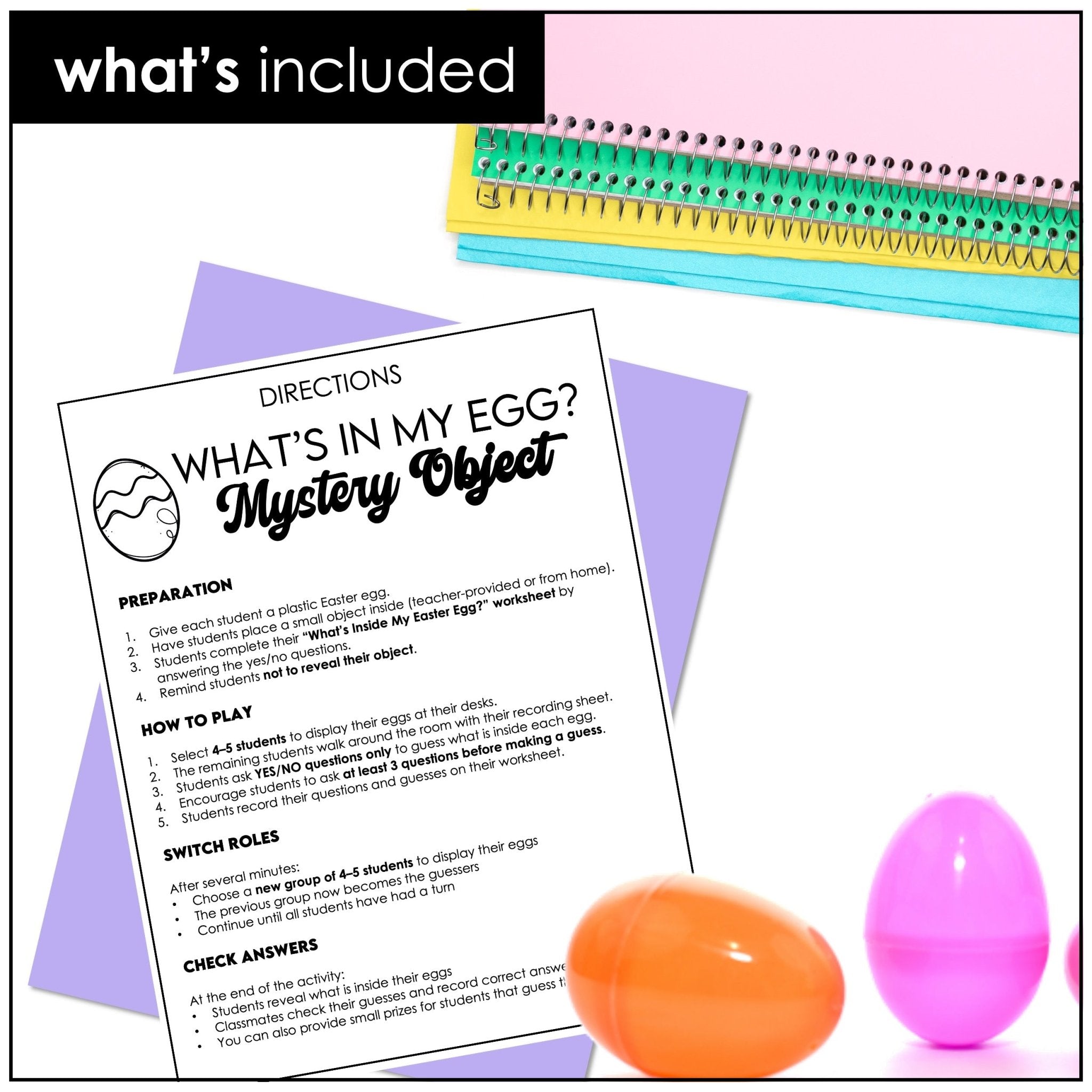 Easter Guessing Game – Mystery Object “What’s in the Egg?” (ESL/ELL) - Hot Chocolate Teachables