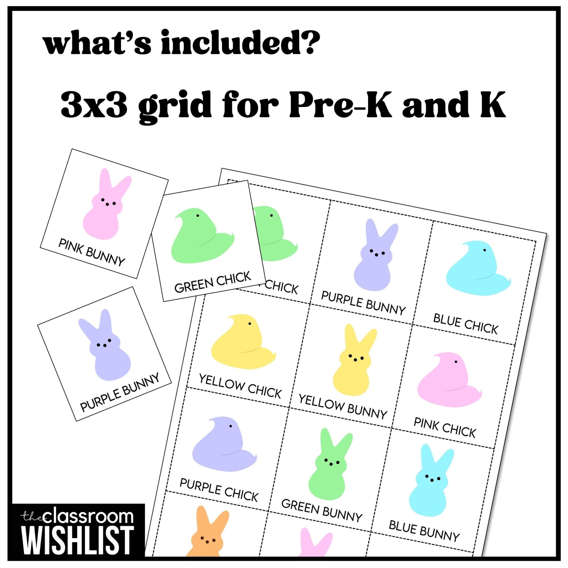 Easter Peeps Bingo Game | Color Vocabulary Activity for Preschool, Kindergarten - Hot Chocolate Teachables