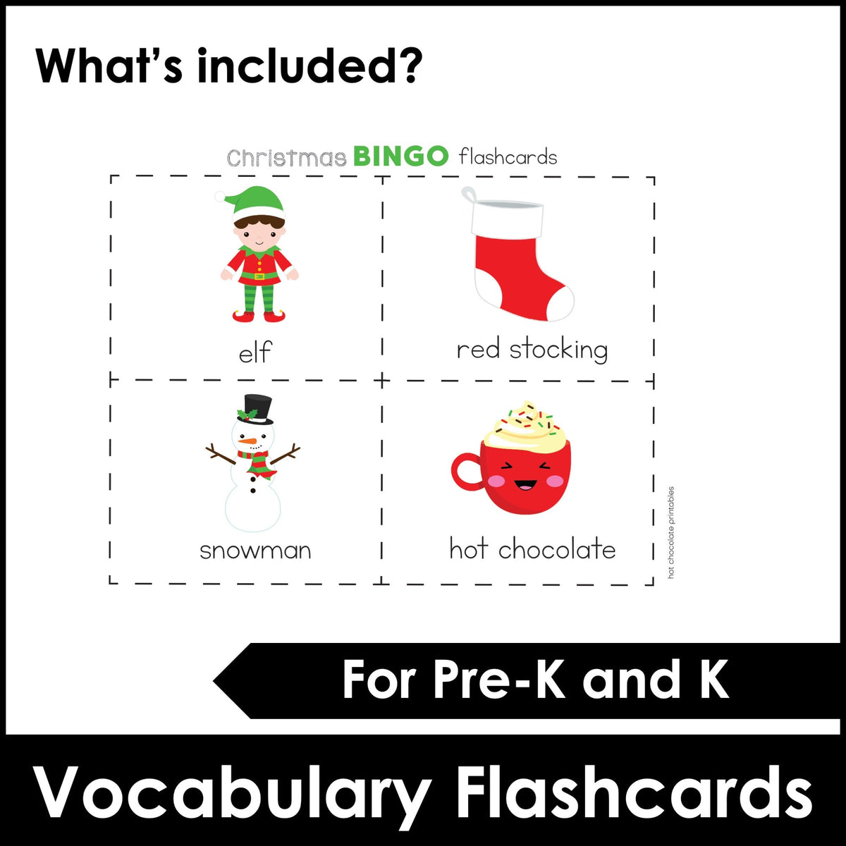 Easy Christmas Bingo & Flashcards – Pre-K & Kindergarten - Hot Chocolate Teachables