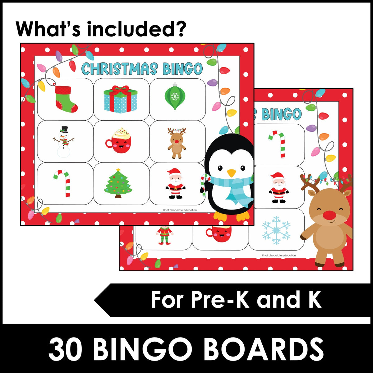 Easy Christmas Bingo & Flashcards – Pre-K & Kindergarten - Hot Chocolate Teachables