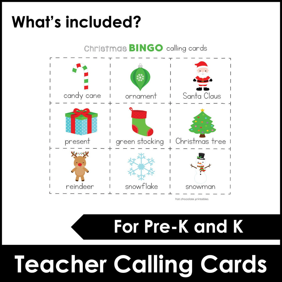 Easy Christmas Bingo & Flashcards – Pre-K & Kindergarten - Hot Chocolate Teachables