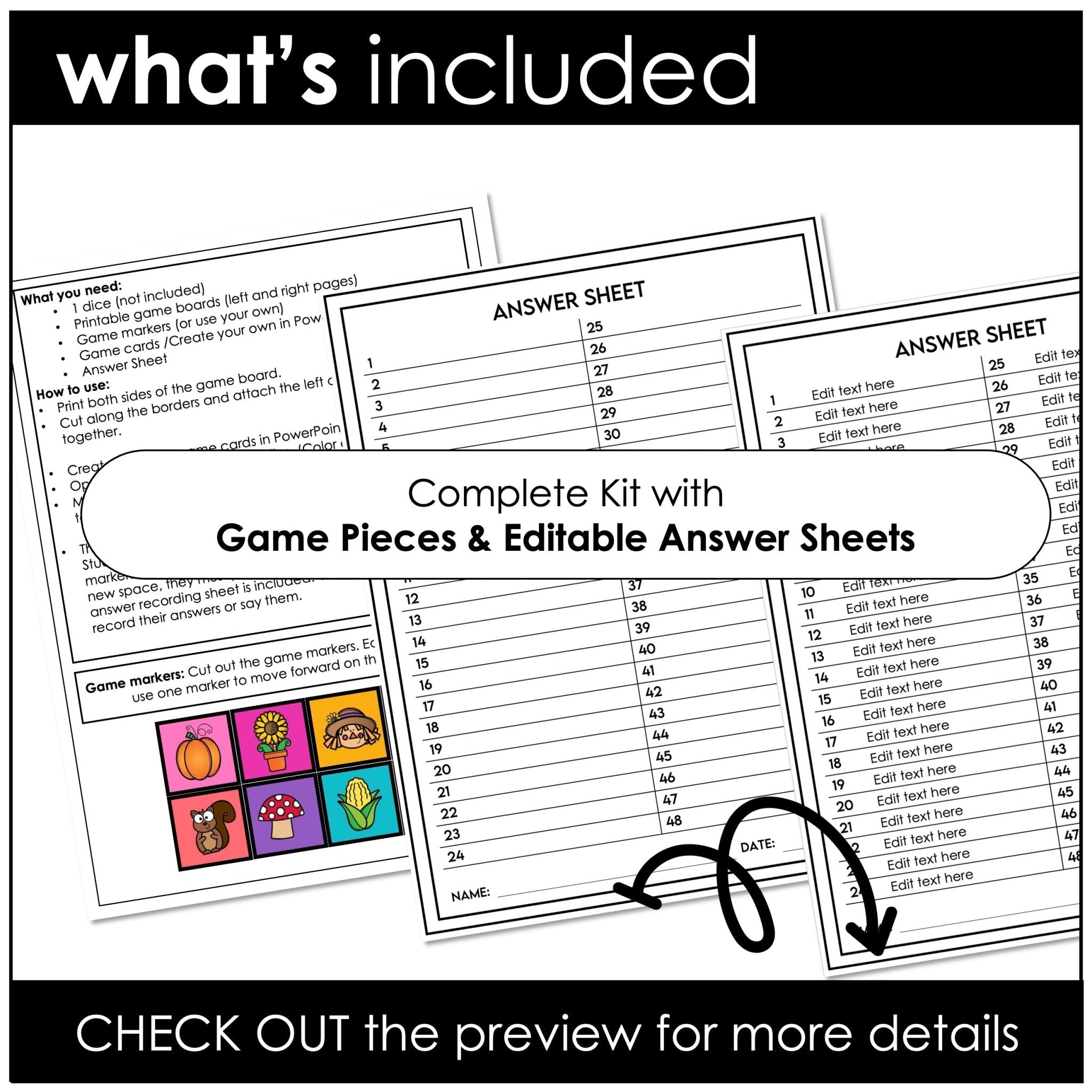 Editable Autumn / Fall Theme Game Board - Create a Board Game for ANY subject - Hot Chocolate Teachables