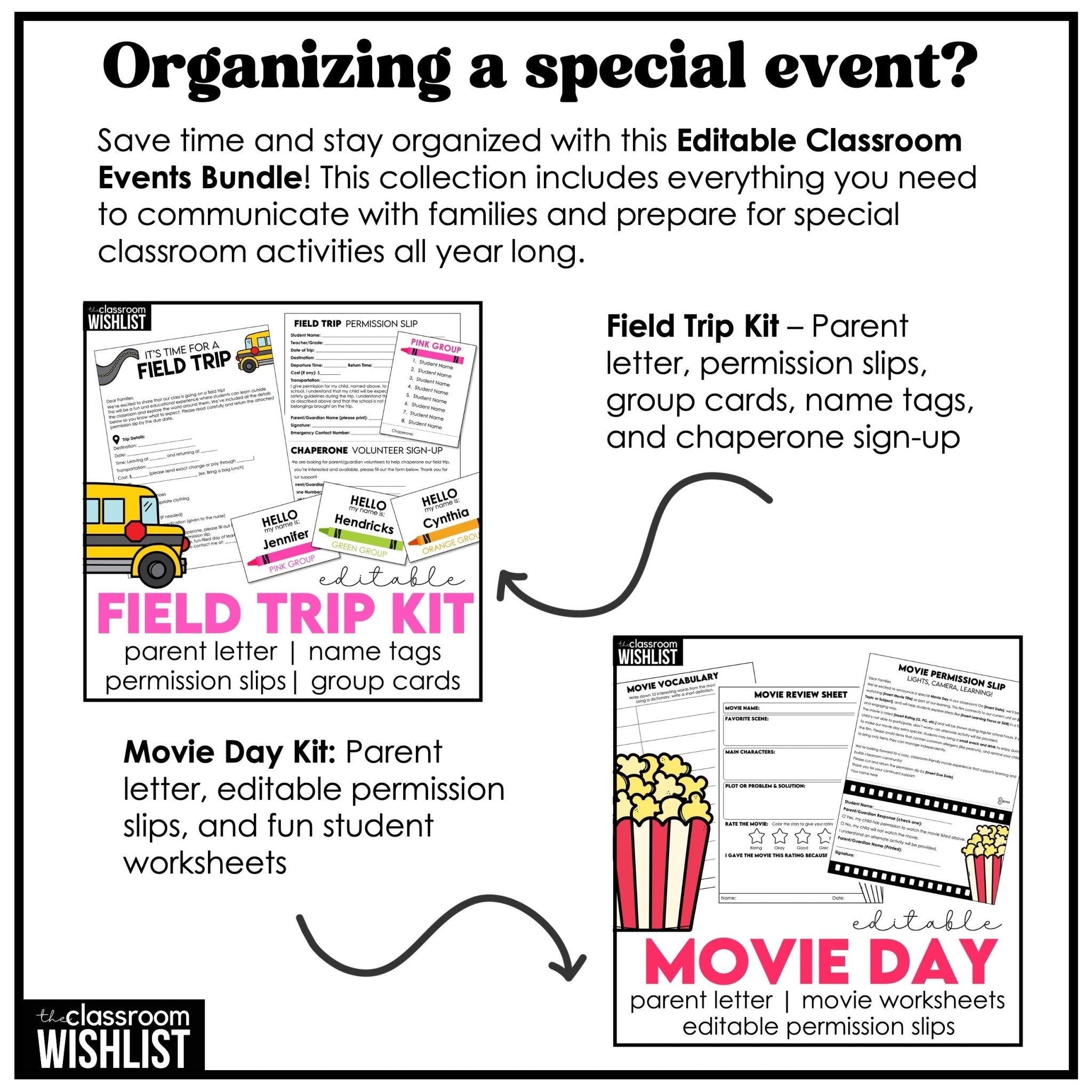 Editable Classroom Event Bundle – Parent Letters, Permission Slips & Party Forms - Hot Chocolate Teachables