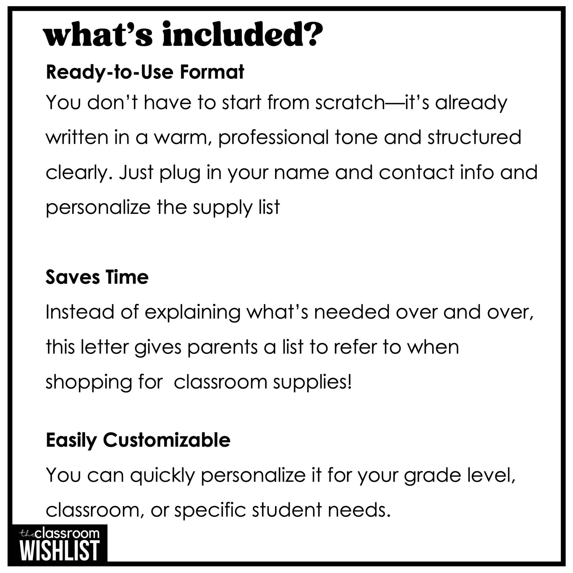 Editable Classroom Supply List Template Back to School