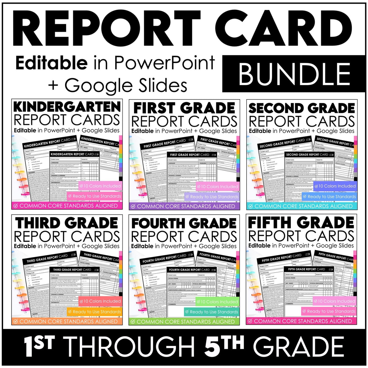 Editable K–5 Report Card Bundle – Common Core Templates - Hot Chocolate Teachables