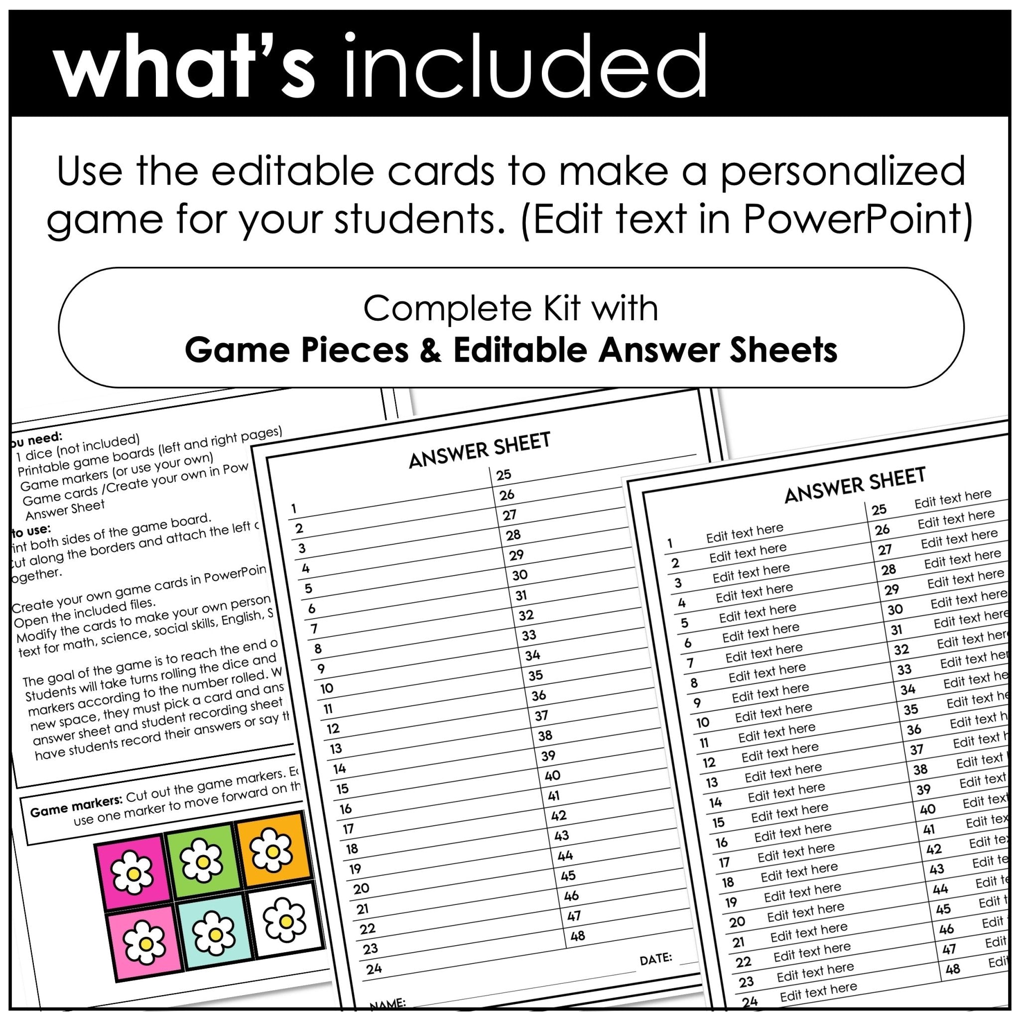 Editable Spring Board Game | Custom Classroom Review Game Template - Hot Chocolate Teachables