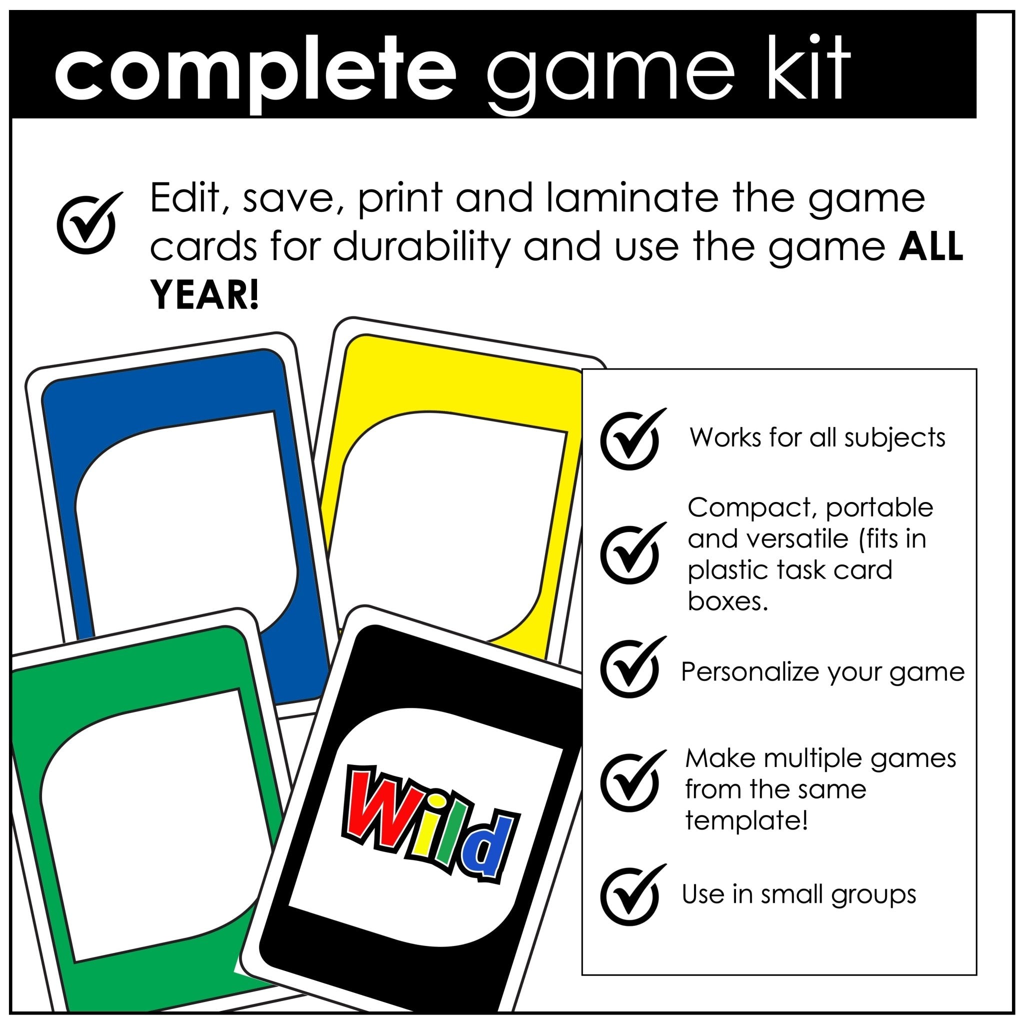 editable uno style card game - use with any subject | edit text boxes