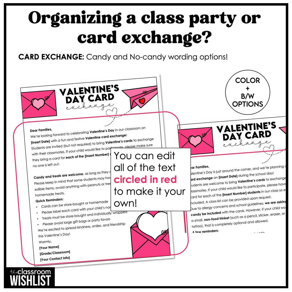 Editable Valentines Day Party Parent Letters | Card Exchange
