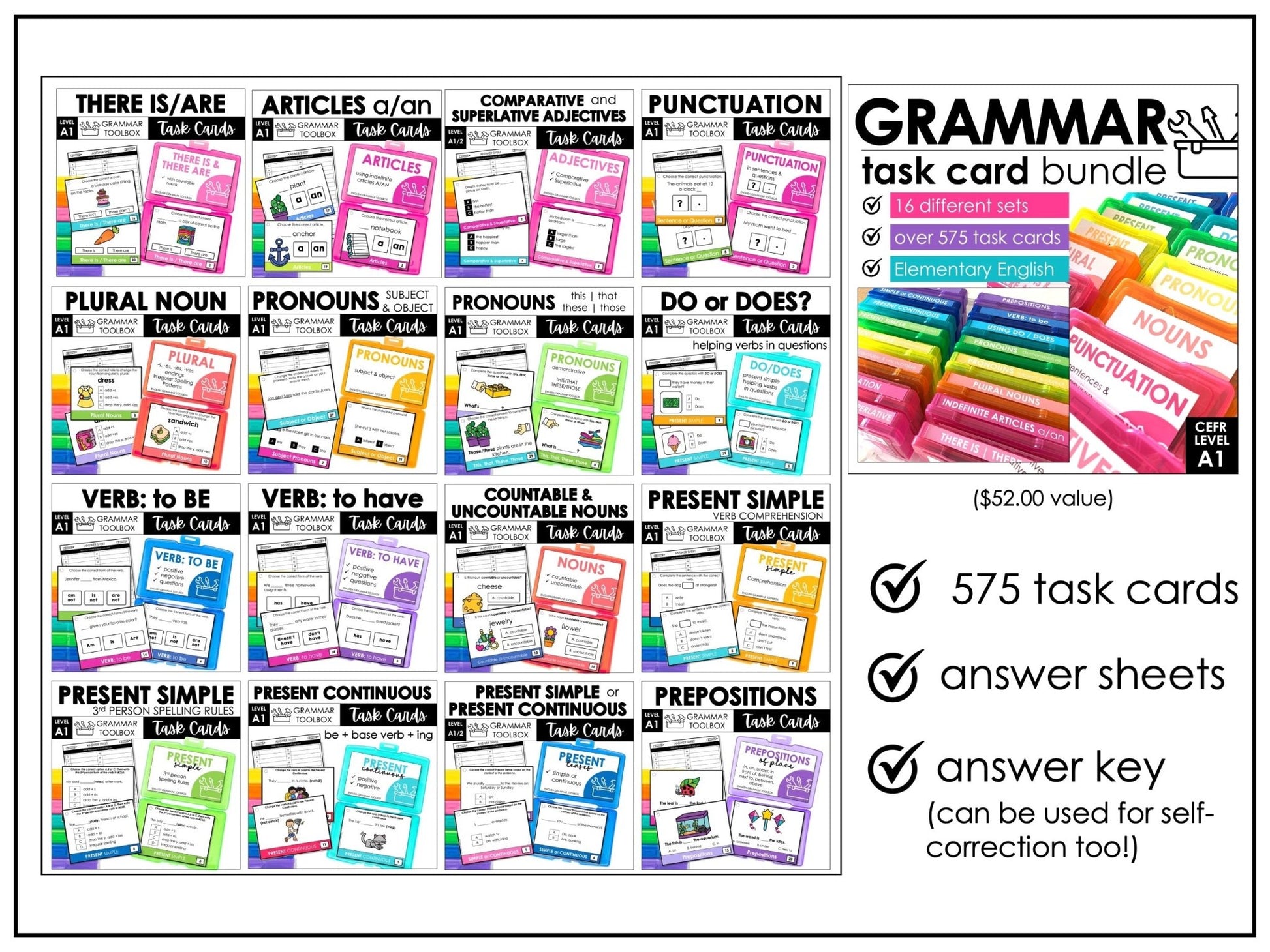 English Essentials Biggest Bundle: ESL Grammar, Conversation, Vocabulary ELA Games & Activities - Hot Chocolate Teachables