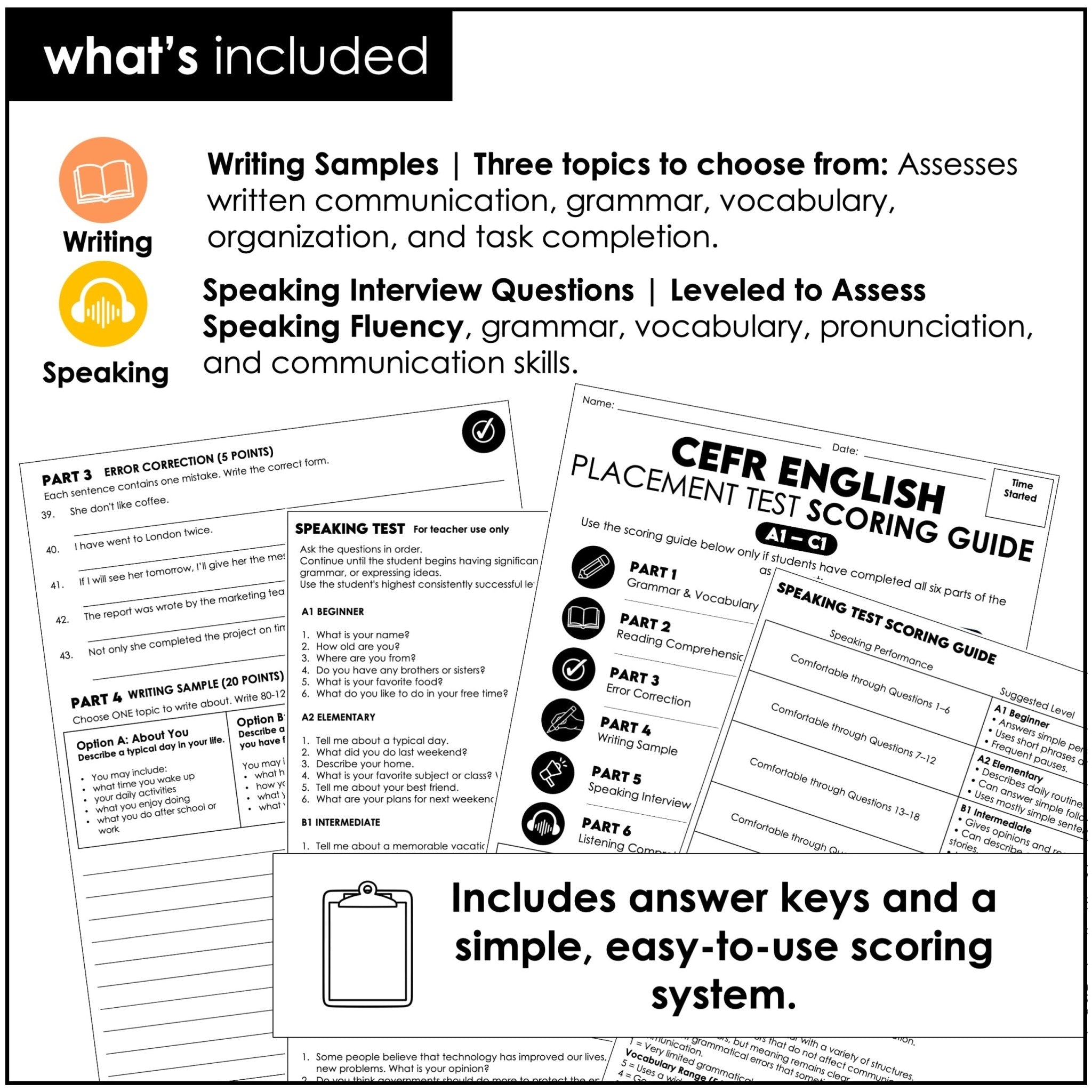 CEFR English Placement Test Bundle