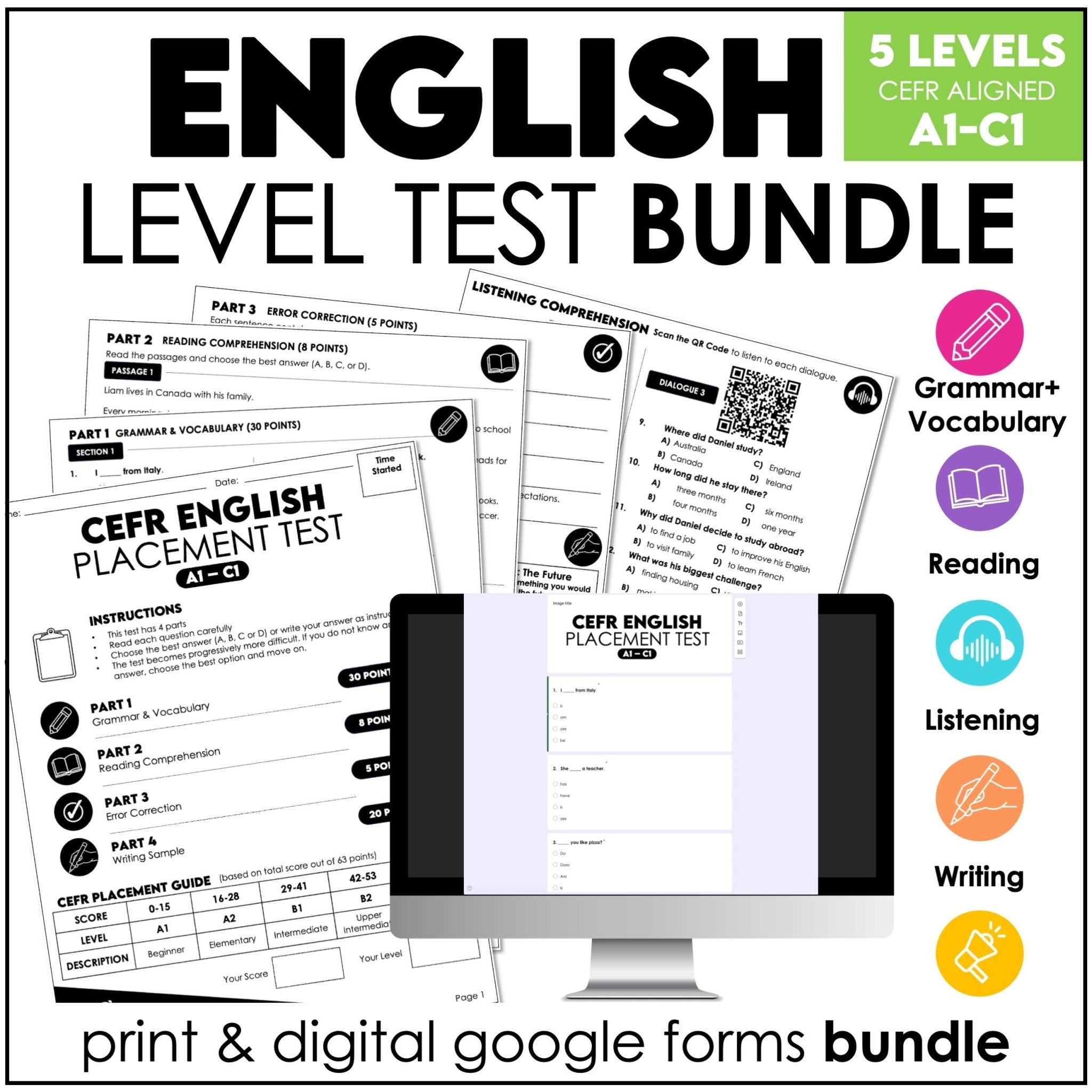 CEFR English Placement Test Bundle