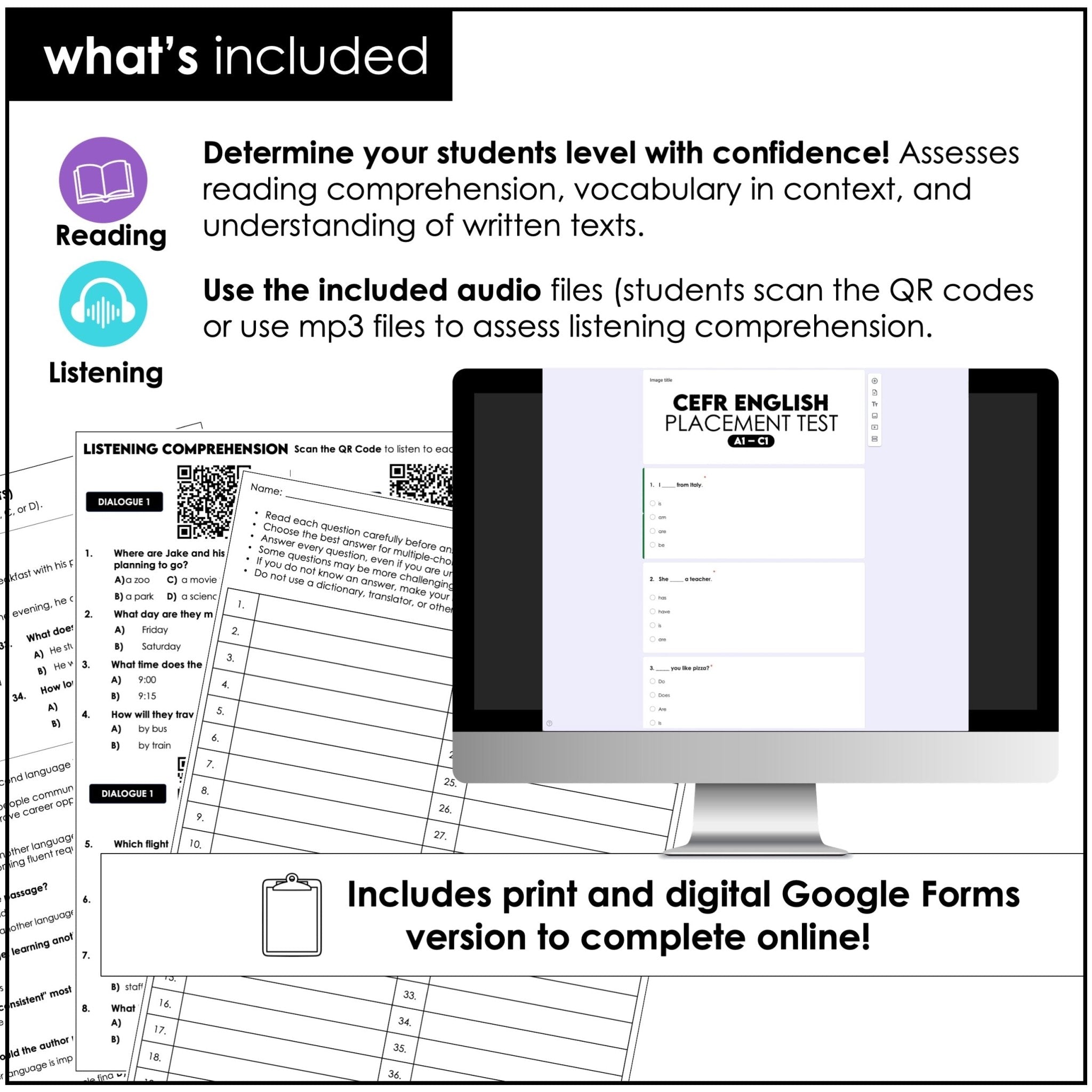 CEFR English Placement Test Bundle