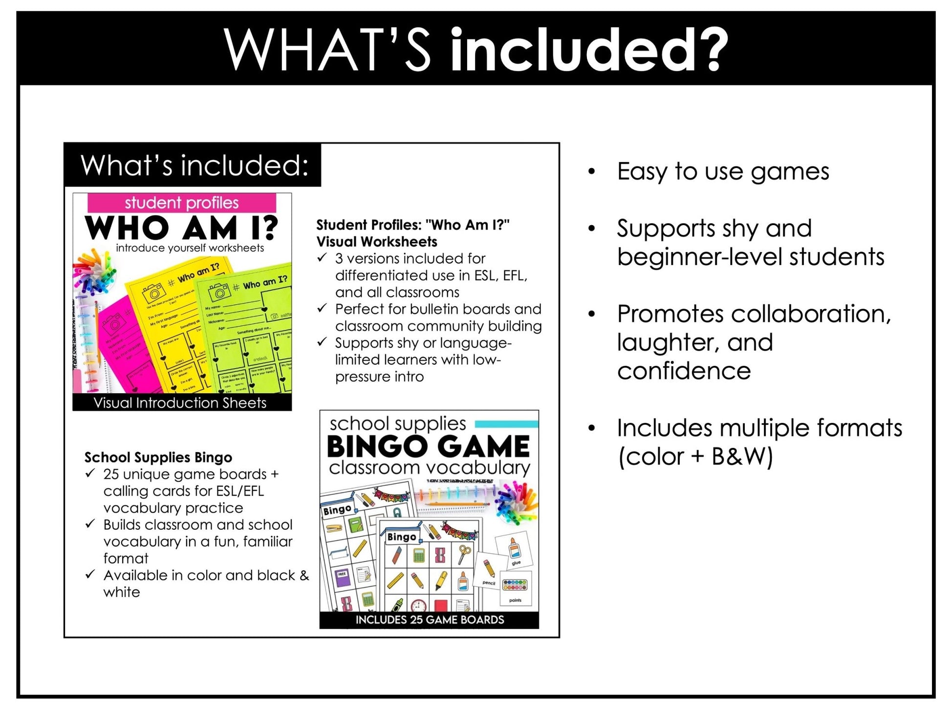 ESL Back to School BUNDLE: First week of School Grammar & Vocabulary Activities - Hot Chocolate Teachables