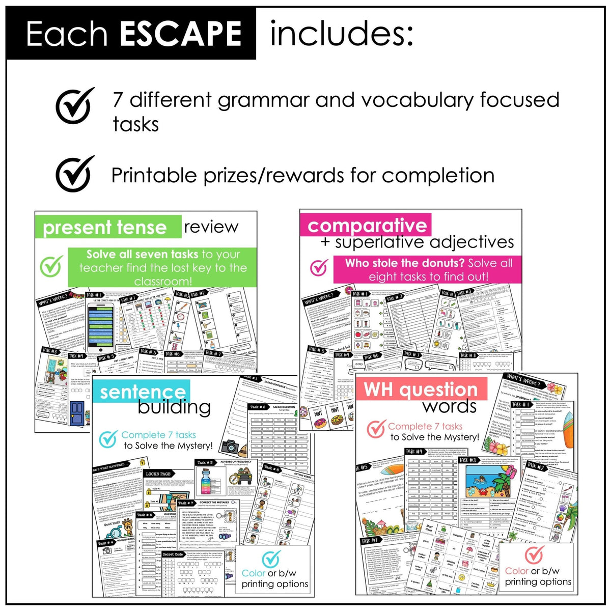 ESL Escape Room Mega Bundle – Grammar, Vocabulary & Holidays - Hot Chocolate Teachables