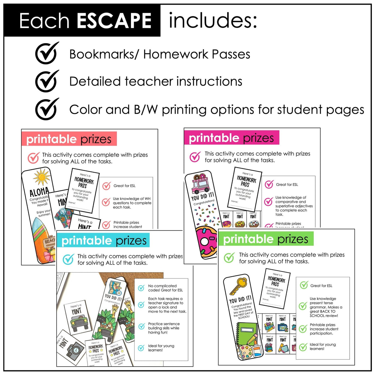 ESL Escape Room Mega Bundle – Grammar, Vocabulary & Holidays - Hot Chocolate Teachables