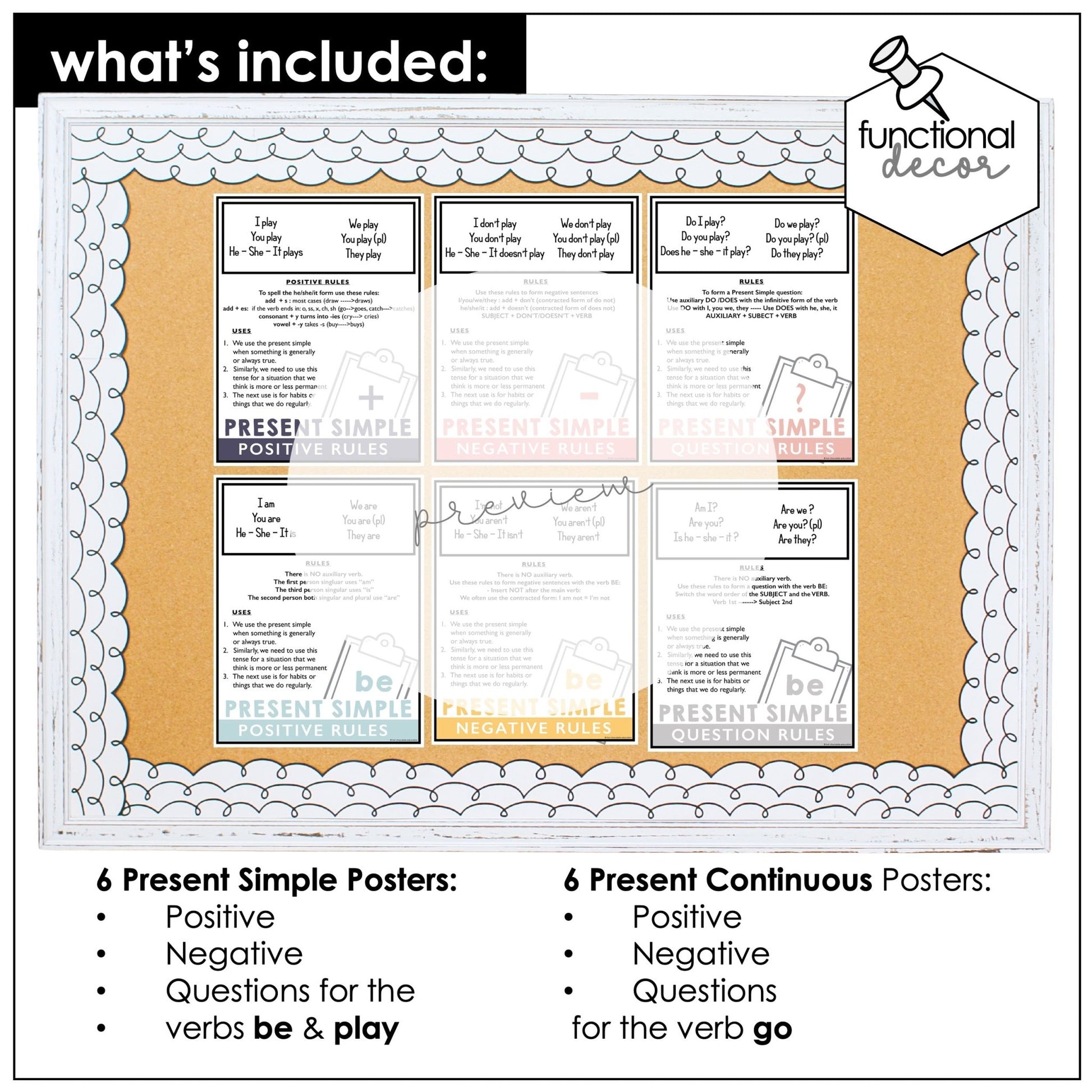 ESL Grammar Posters: Functional Classroom Decor Visuals - BOHO Neutral - Hot Chocolate Teachables