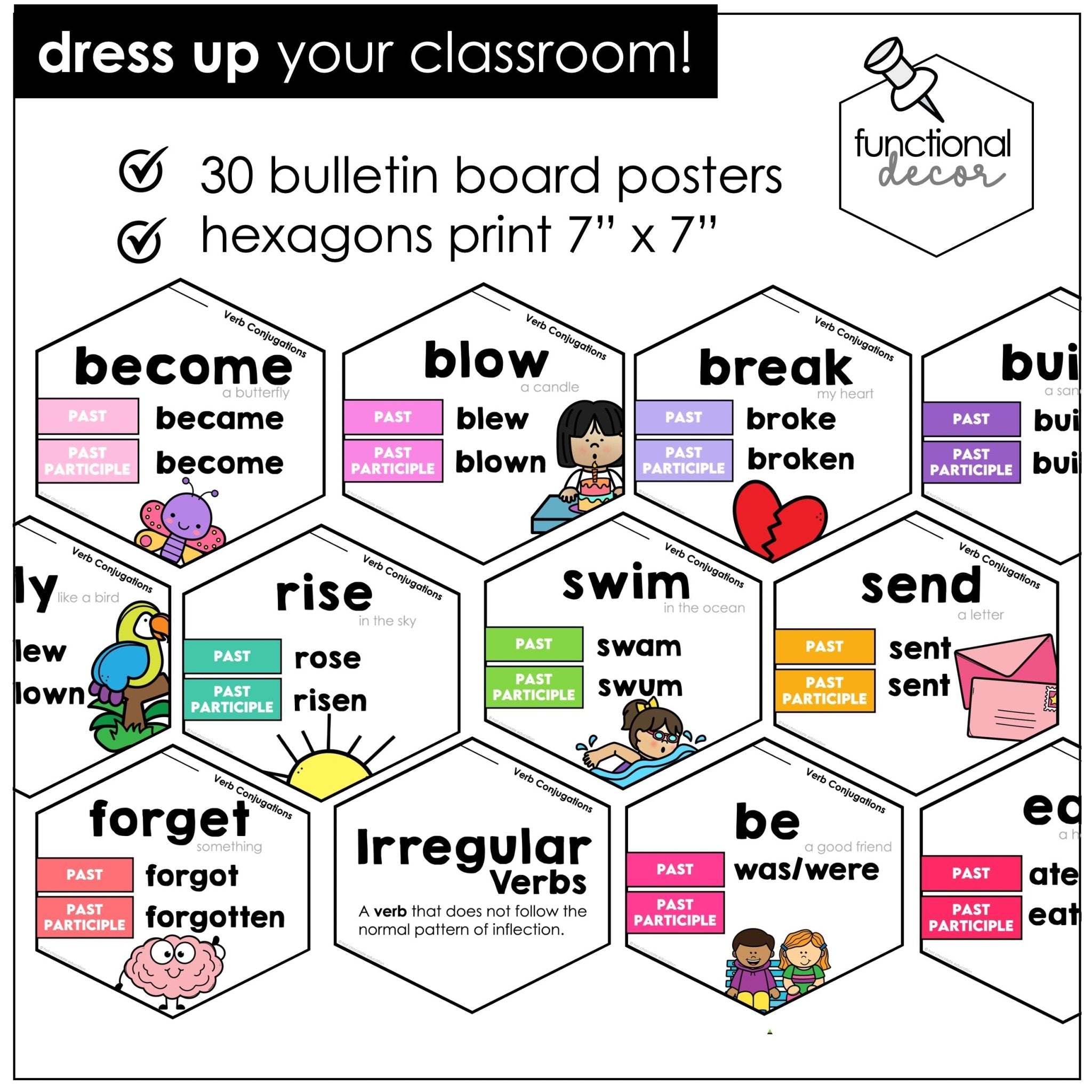 ESL Past Tense Verb Posters | Bulletin Board Display
