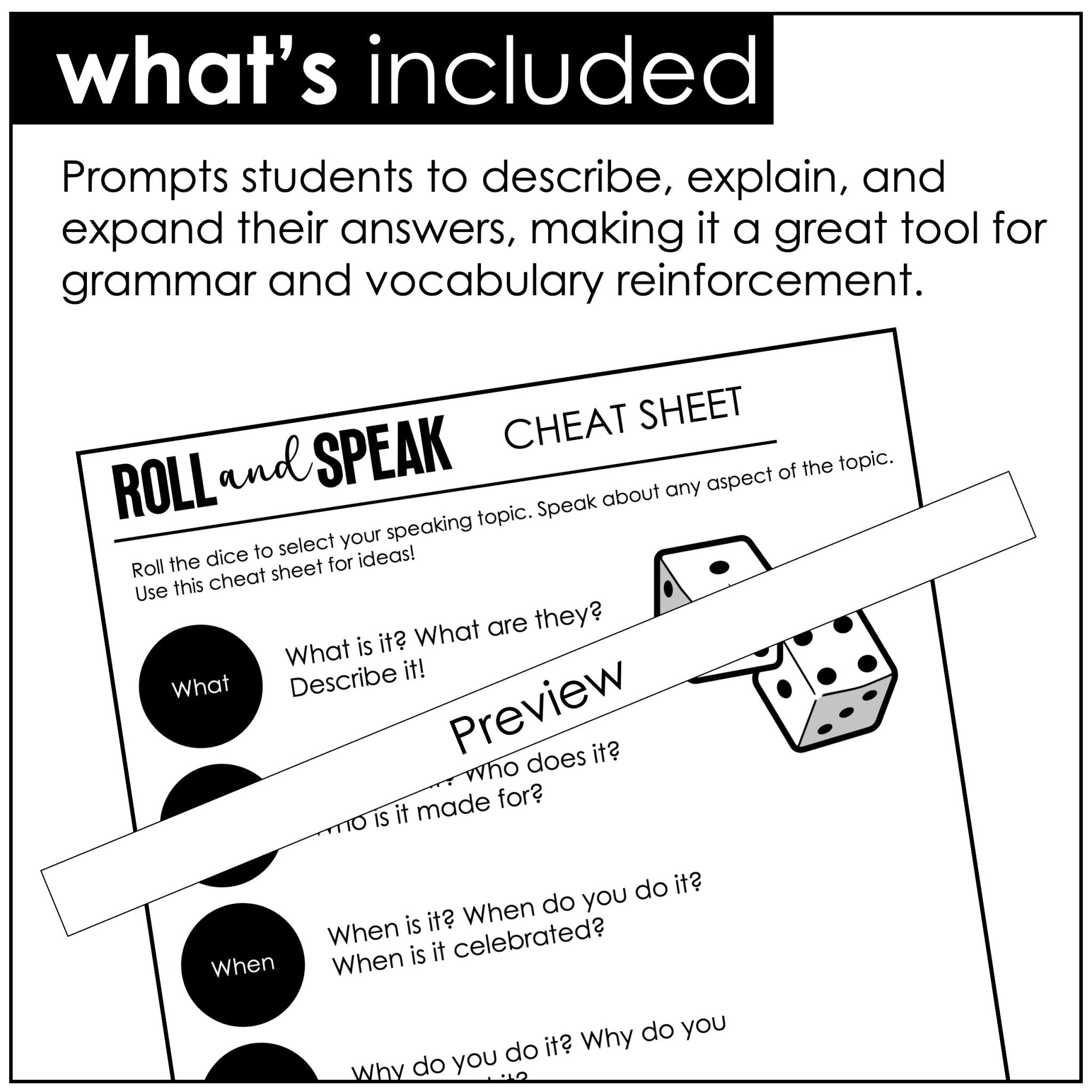 ESL Speaking Dice Game - Basic Vocabulary Student Led Speaking Activity - Hot Chocolate Teachables