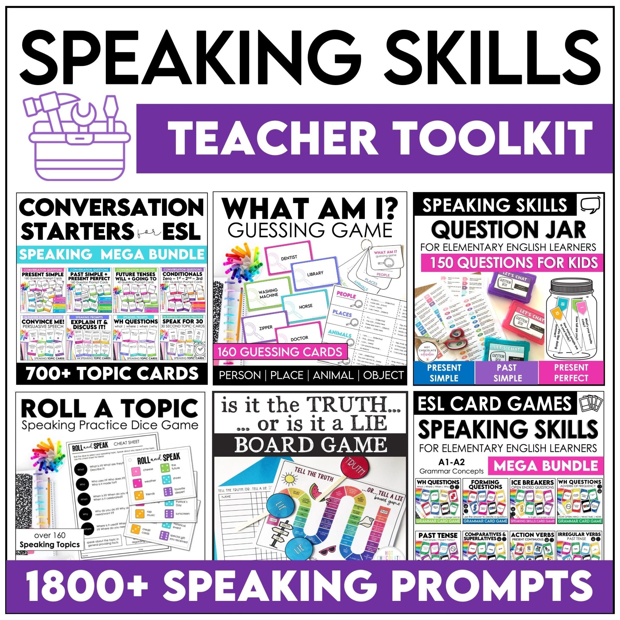 ESL Speaking Skills Starter Kit | English Games, Activities & Question Cards - Hot Chocolate Teachables