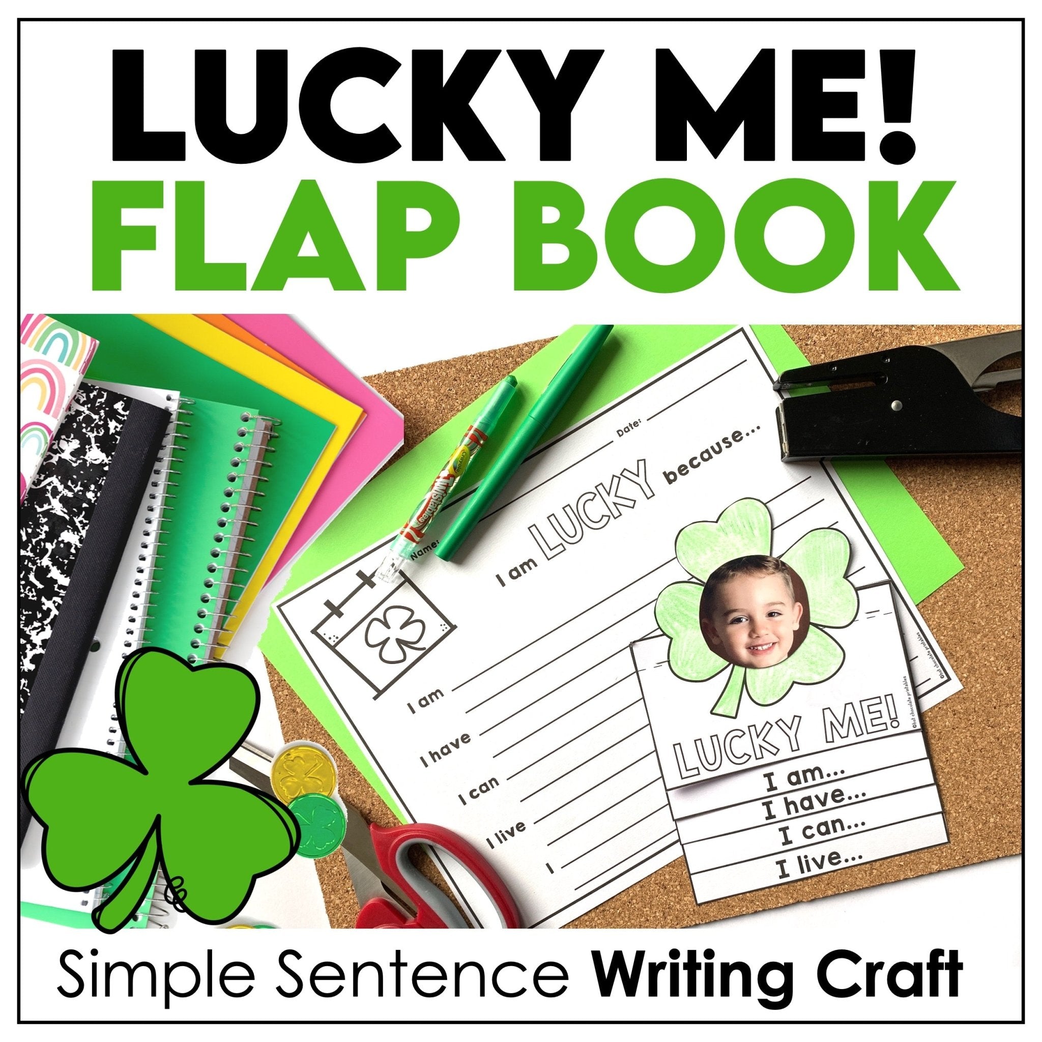 St Patrick’s Day Lucky Me flap book writing craft for elementary ESL students