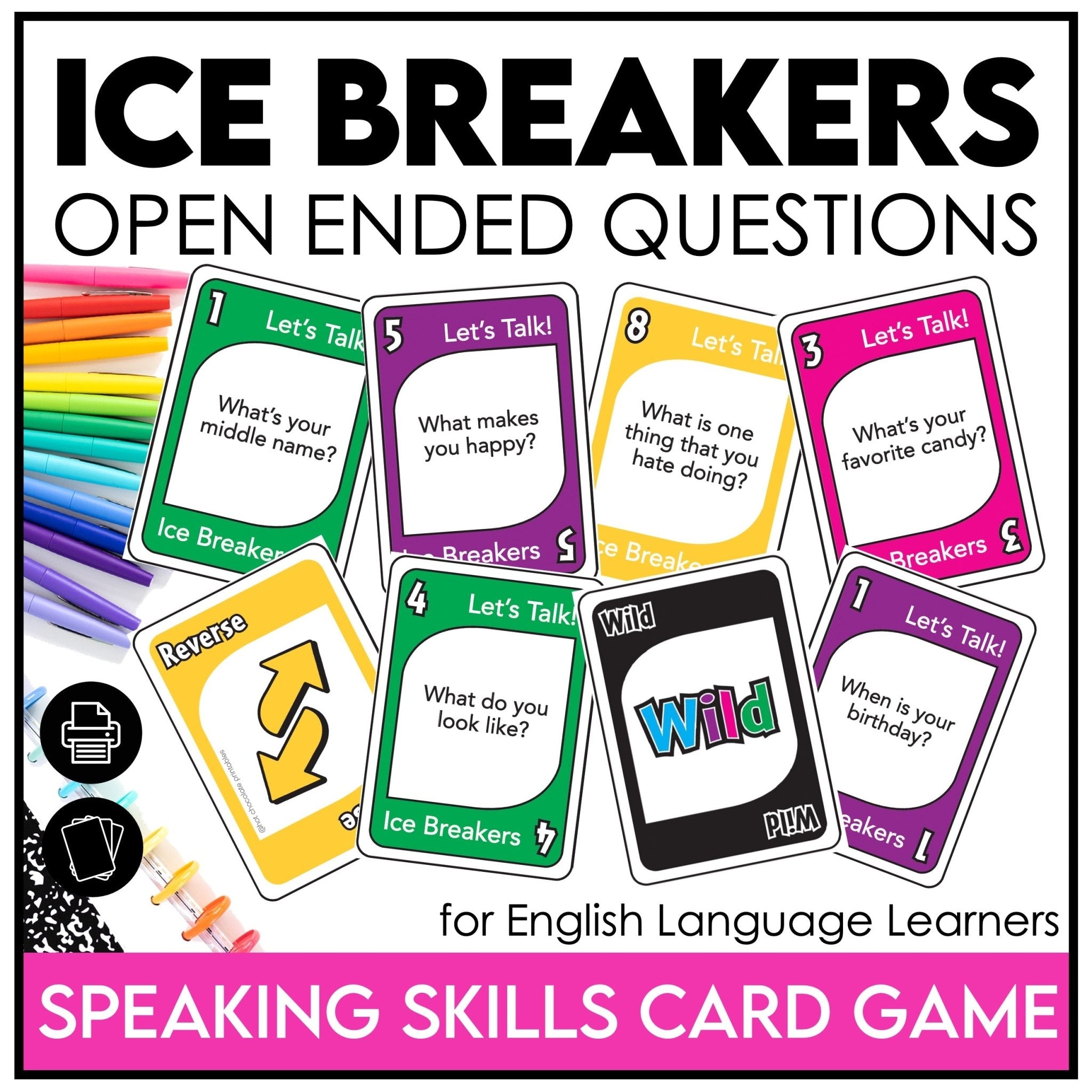 ESL Verb Tense Games BUNDLE | Present, Past, Irregular, Questions, Ice Breakers - Hot Chocolate Teachables