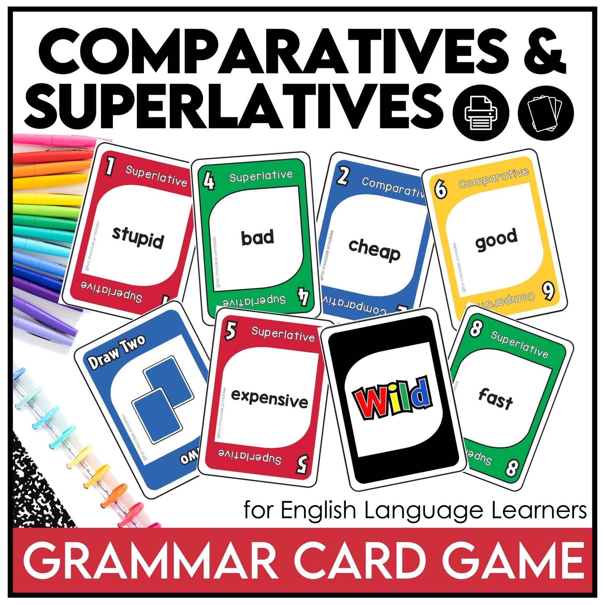 ESL Verb Tense Games BUNDLE | Present, Past, Irregular, Questions, Ice Breakers - Hot Chocolate Teachables