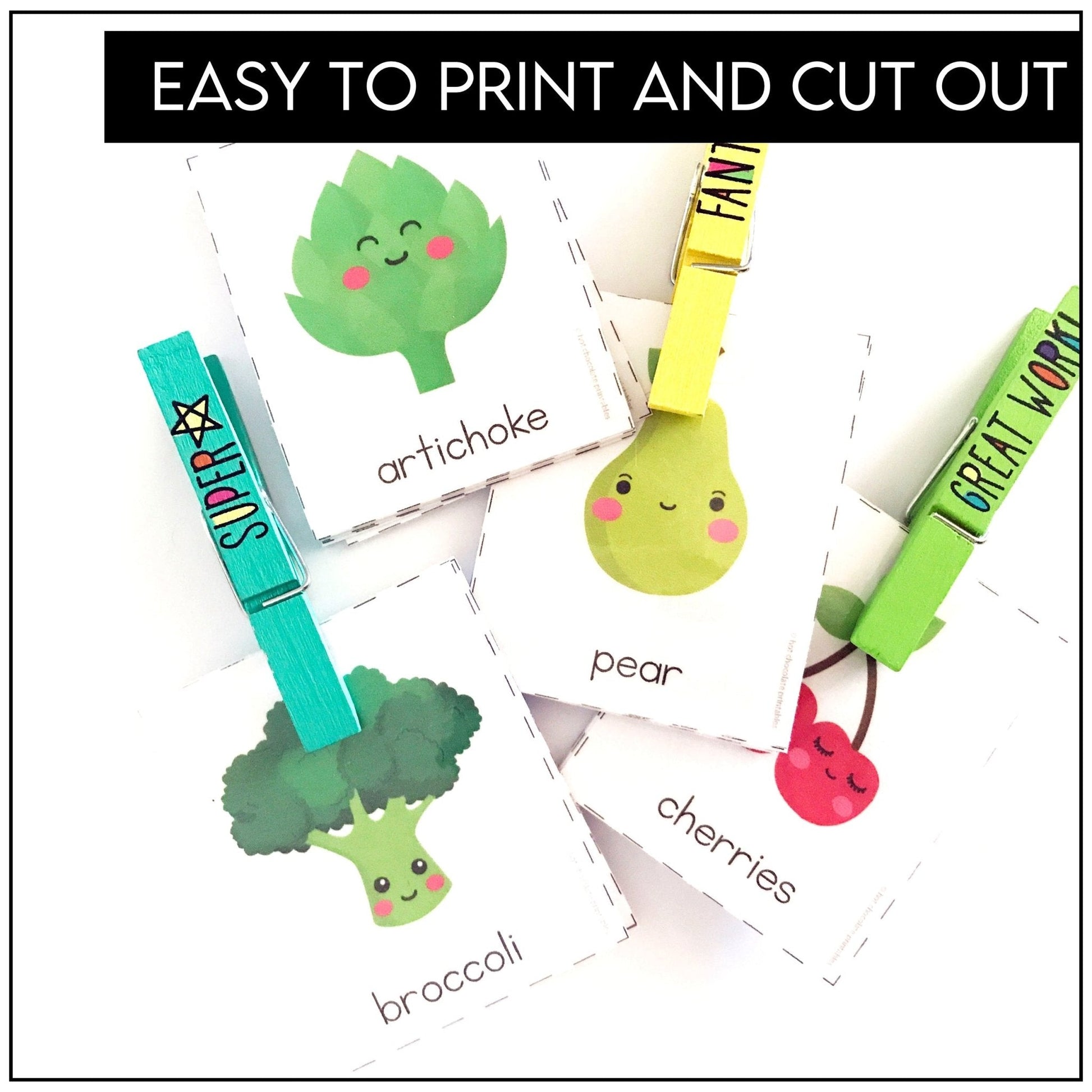 Fruit & Vegetable Vocabulary Matching Game – ESL Printable Activity - Hot Chocolate Teachables