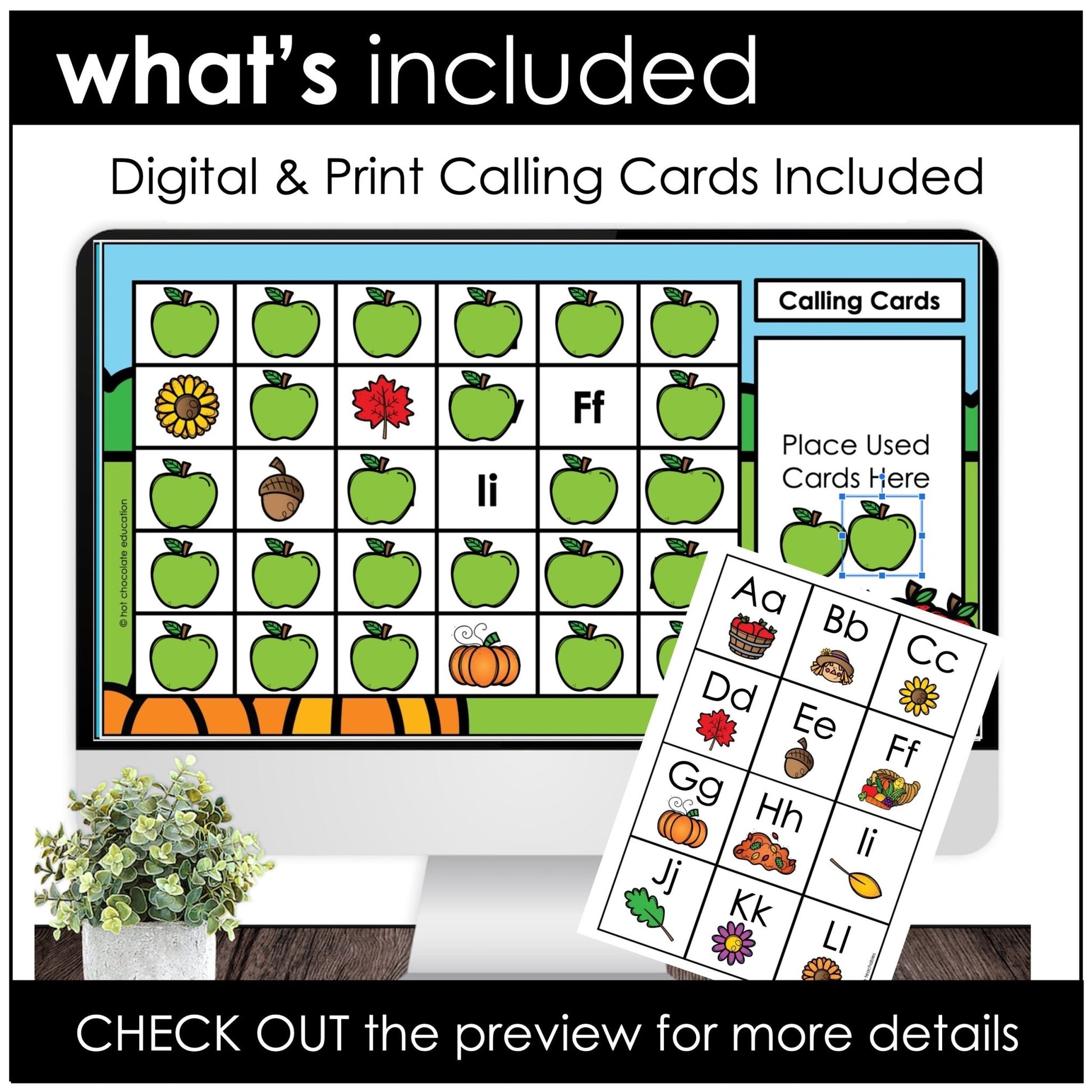 Fall Alphabet Bingo Game – Uppercase & Lowercase Letters on Google Slides™ - Hot Chocolate Teachables