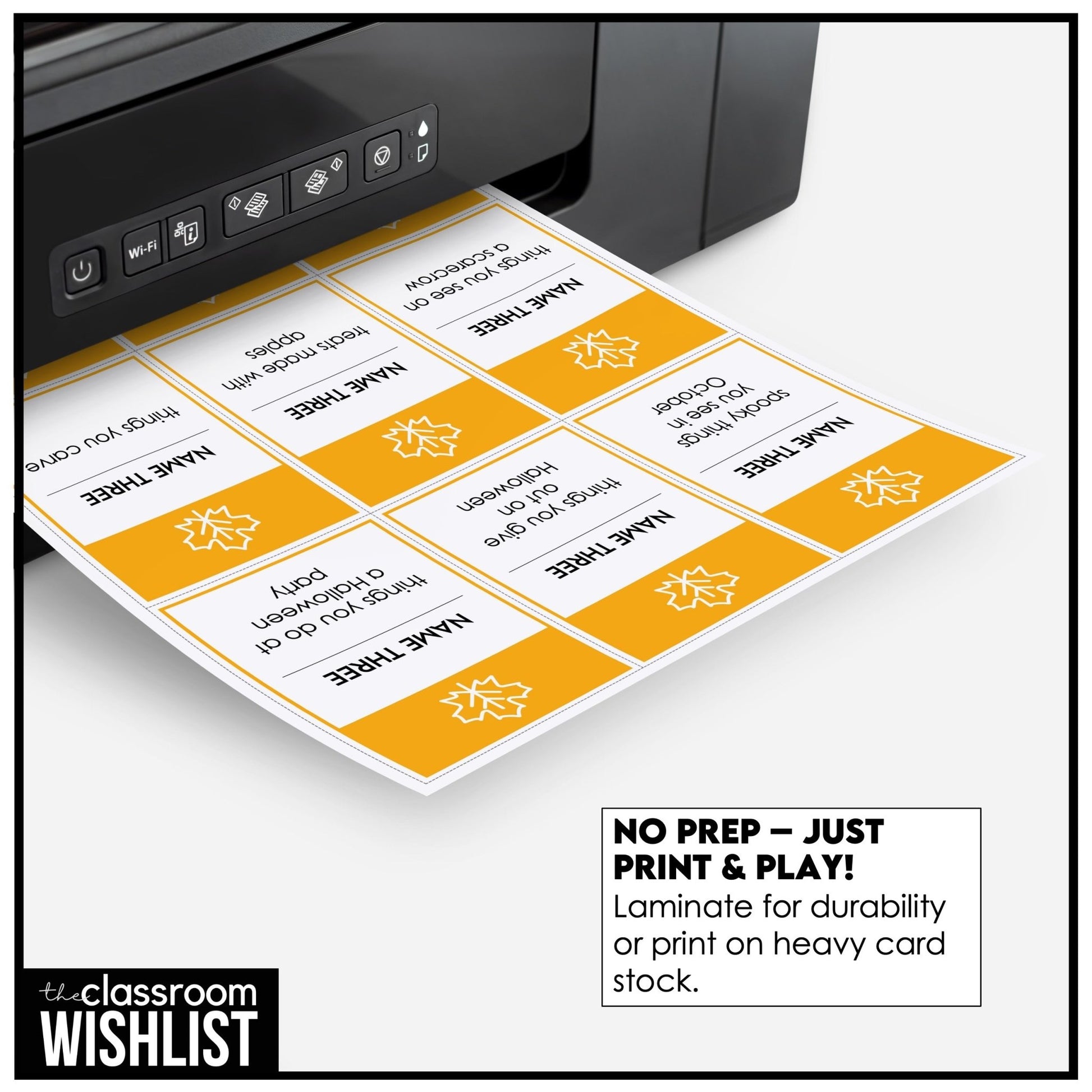 Fall Vocabulary Card Game for ESL | Name 3 Things | Autumn Speaking & Brainstorming - Hot Chocolate Teachables