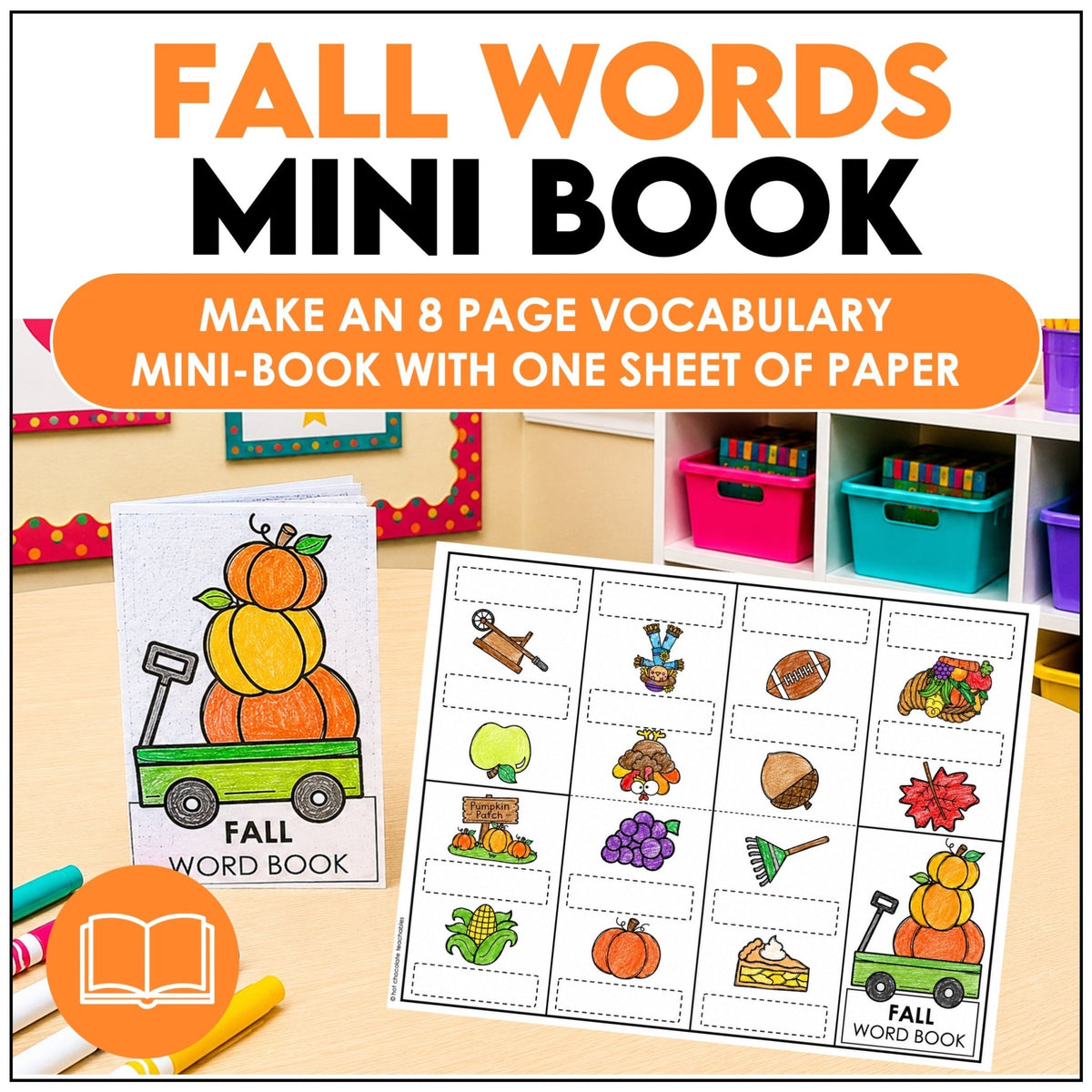 Word Find Mini Fall Fall Vocabulary Word Mini Book | Autumn Picture Dictionary