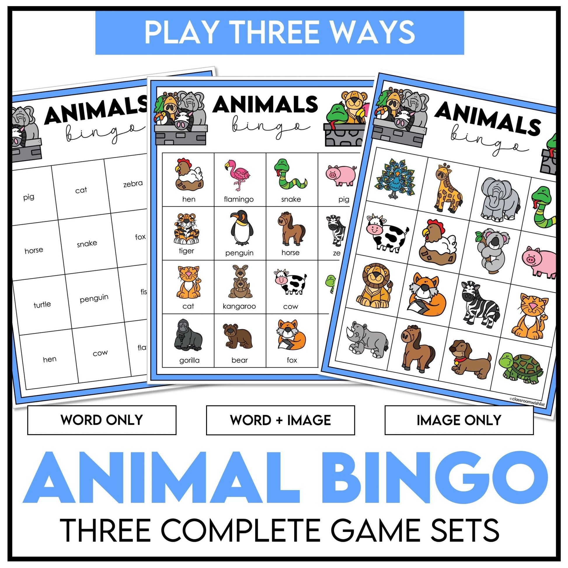 Farm, Zoo & Pet Animal Vocabulary Bingo Game – 3 Ways to Play | ESL, ELL, EFL - Hot Chocolate Teachables