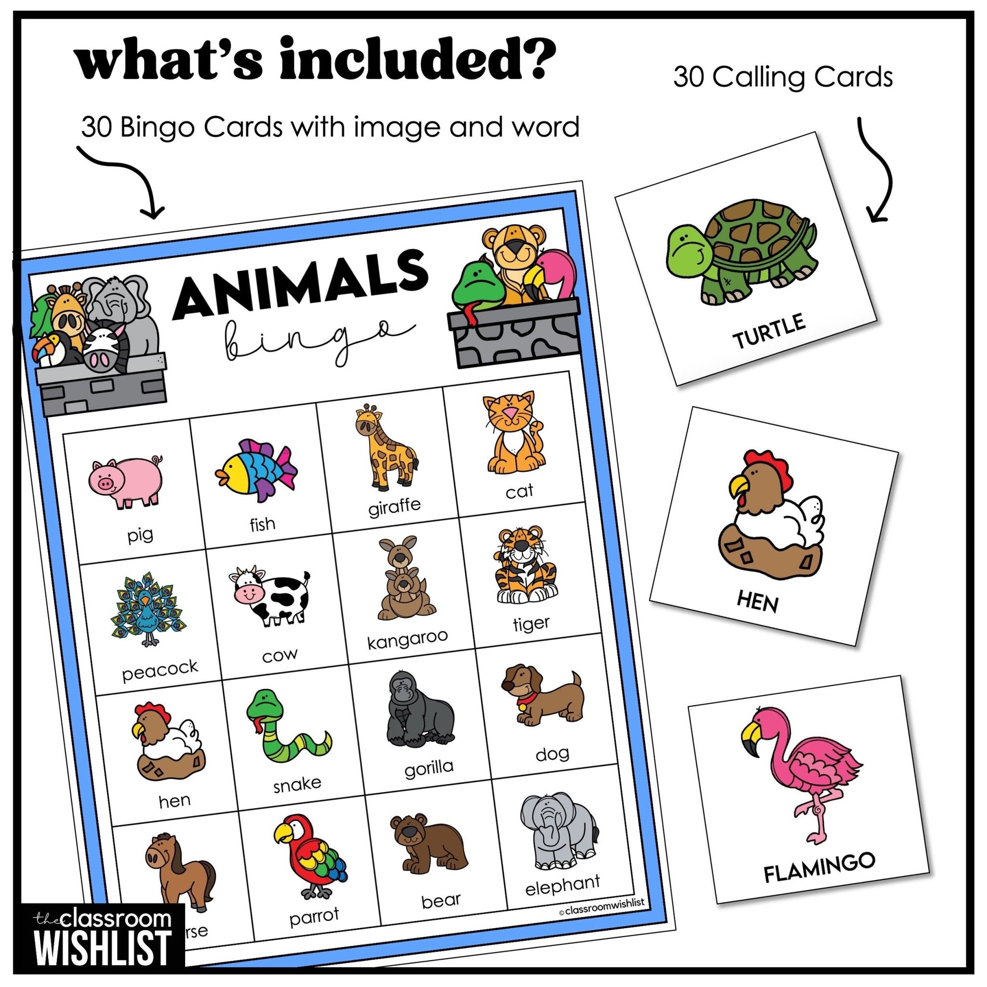 Farm, Zoo & Pet Animal Vocabulary Bingo Game – 3 Ways to Play | ESL, ELL, EFL - Hot Chocolate Teachables