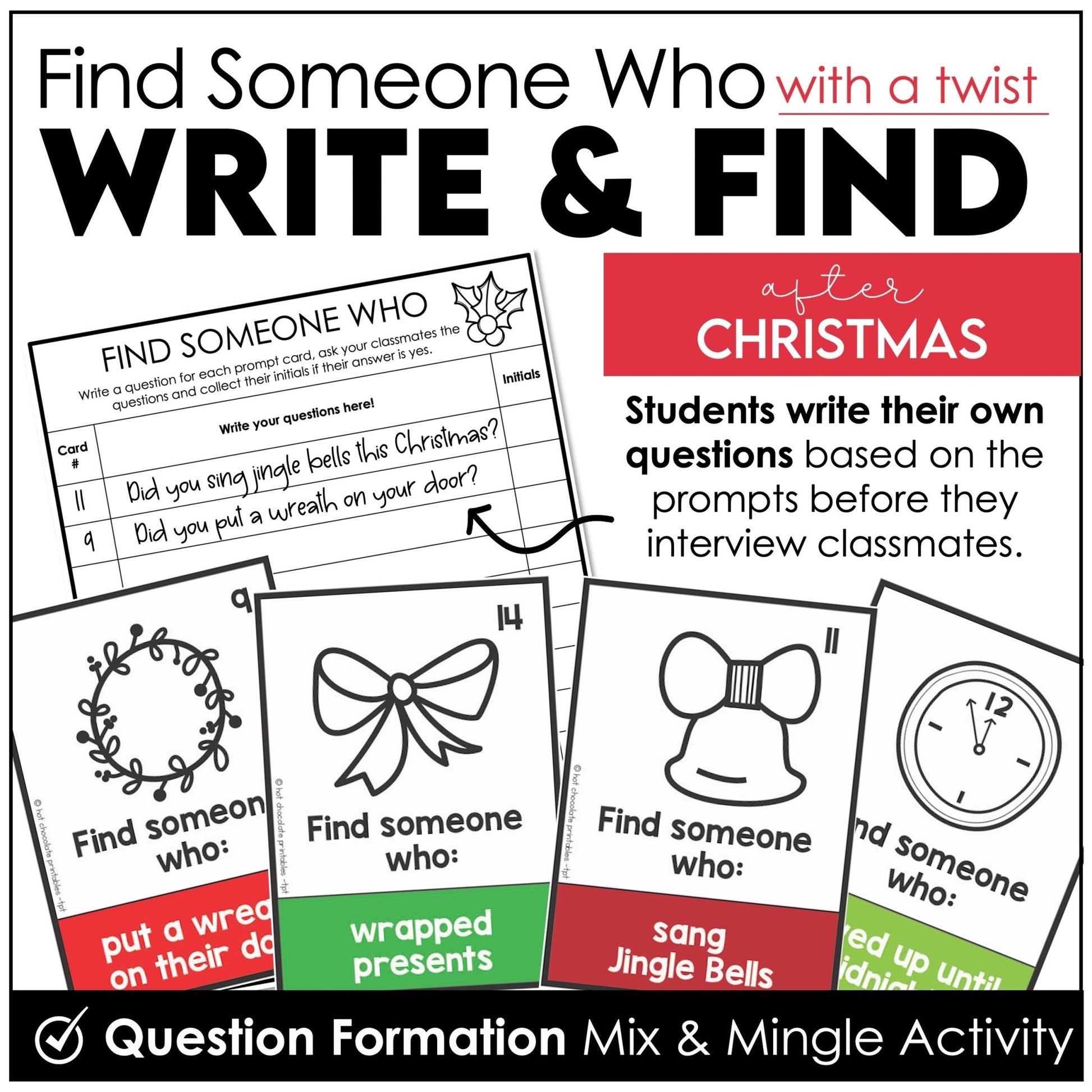 Find Someone Who - Christmas Theme Walk the Room - Hot Chocolate Teachables
