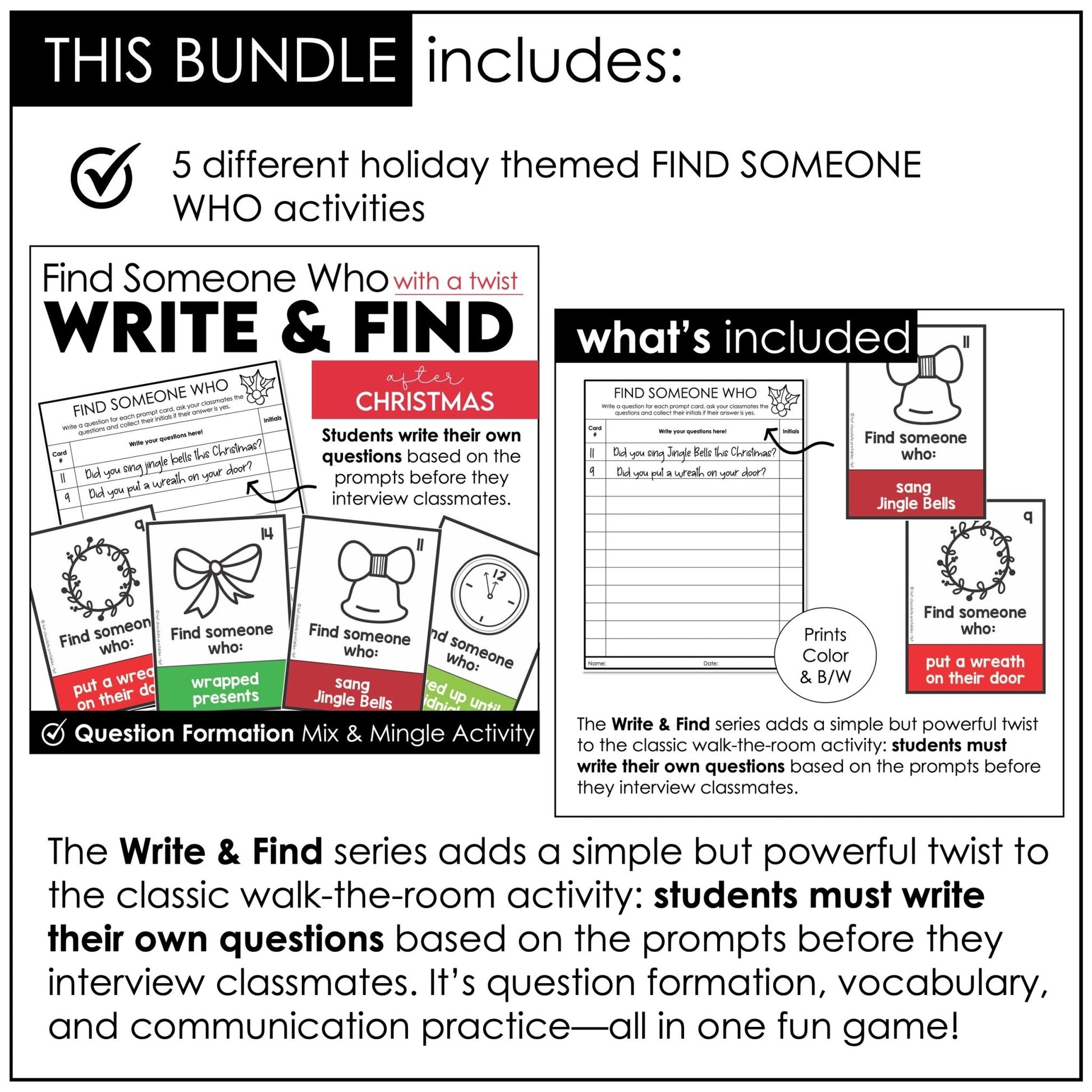 Find Someone Who - Holiday Icebreaker Bundle | Halloween, Christmas, Valentine's - Hot Chocolate Teachables