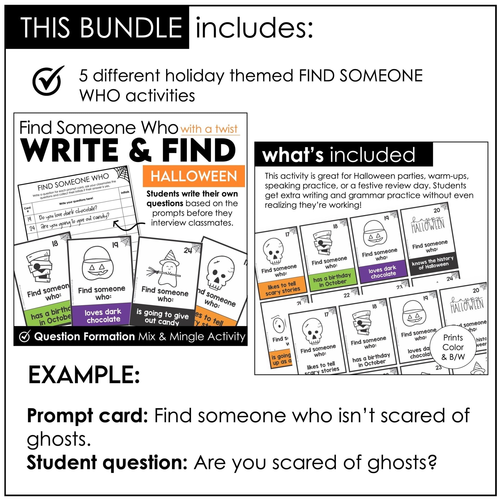Find Someone Who - Holiday Icebreaker Bundle | Halloween, Christmas, Valentine's - Hot Chocolate Teachables