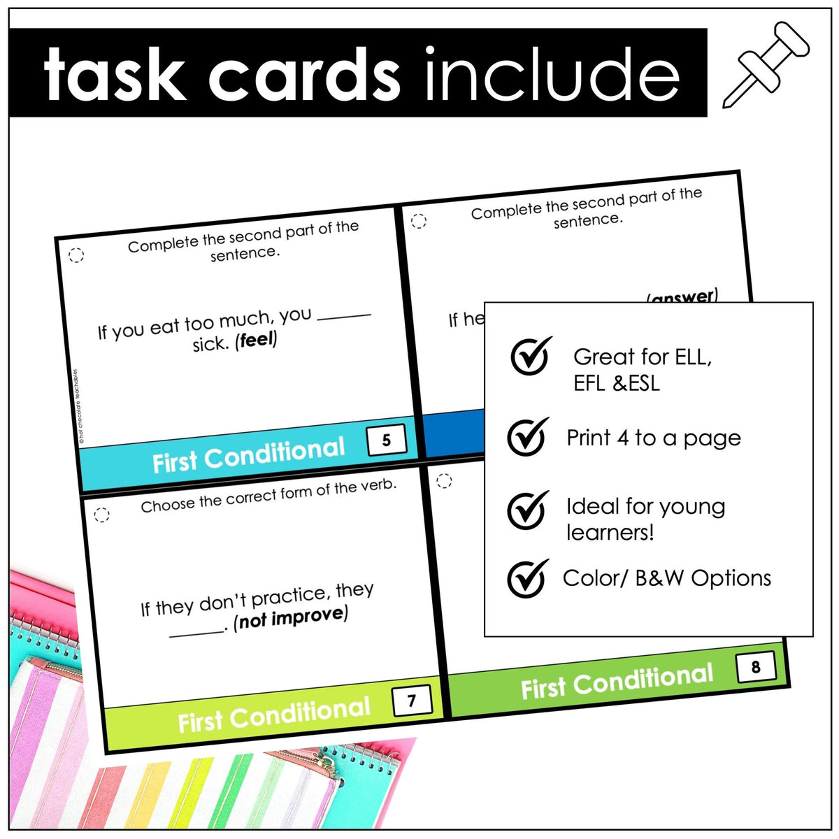 First Conditional Flash Cards Example First Conditional Task Cards | ESL Grammar