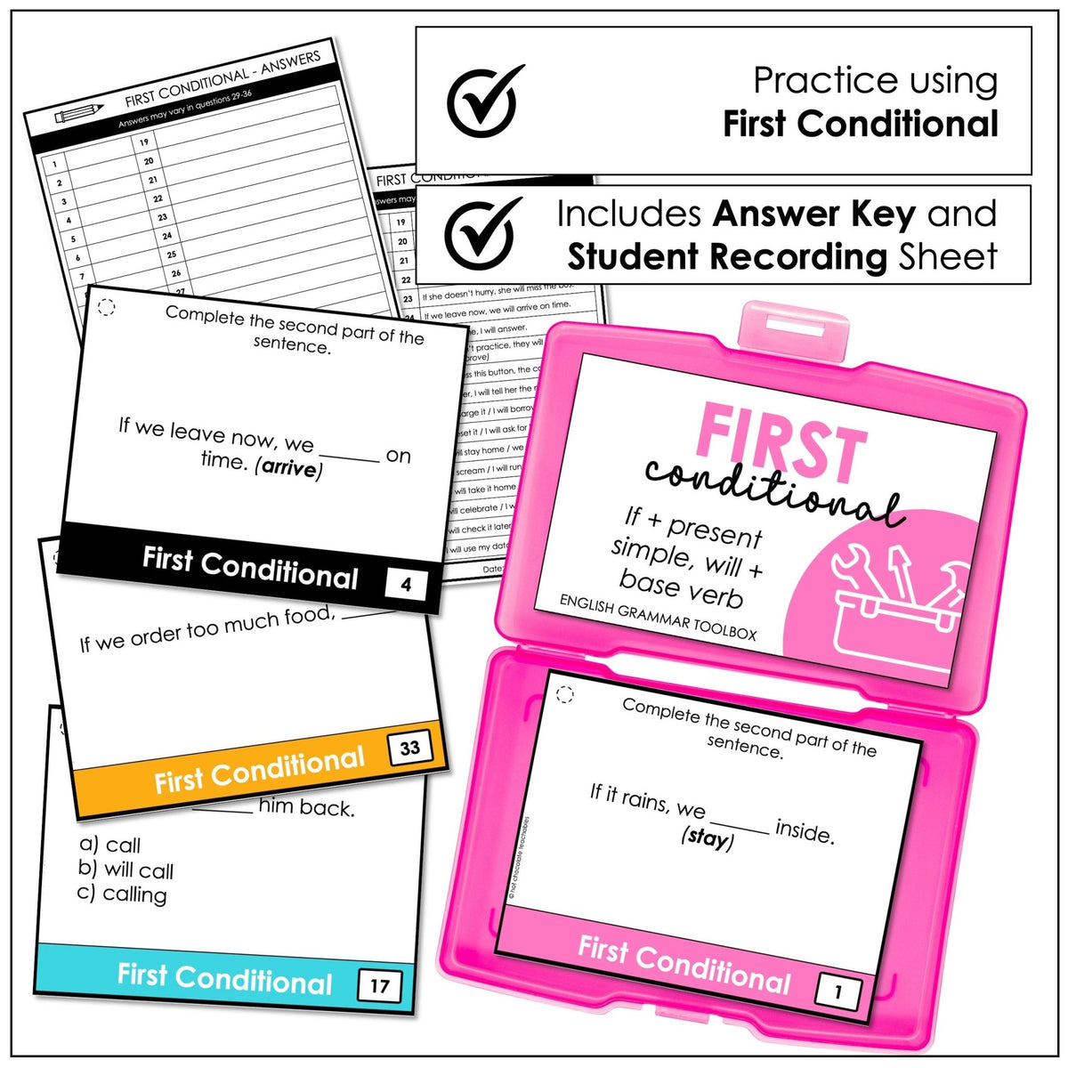 First Conditional Flash Cards Example First Conditional Task Cards | ESL Grammar
