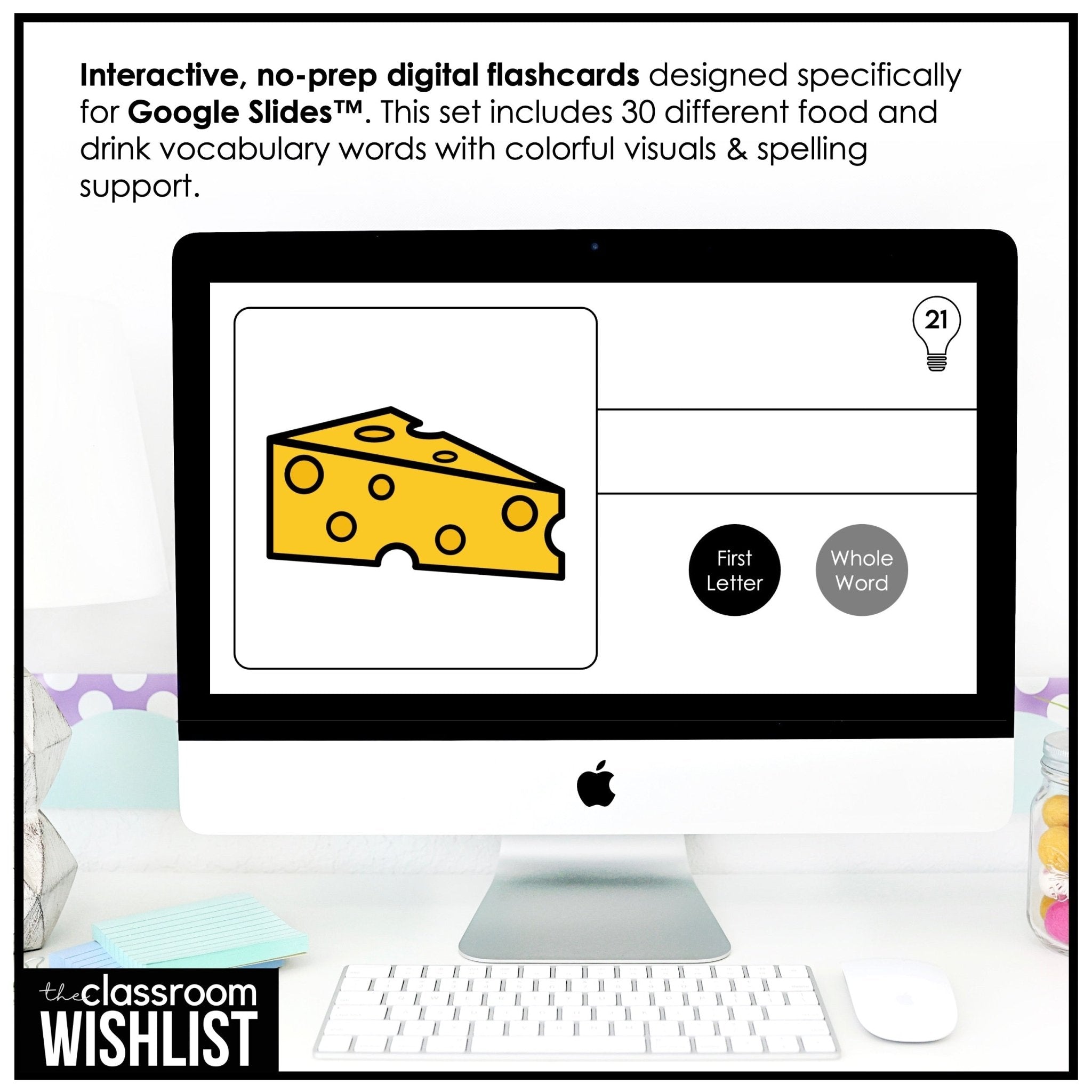 Food & Drinks Flash Cards for Google Slides & Vocabulary Picture Dictionary - Hot Chocolate Teachables