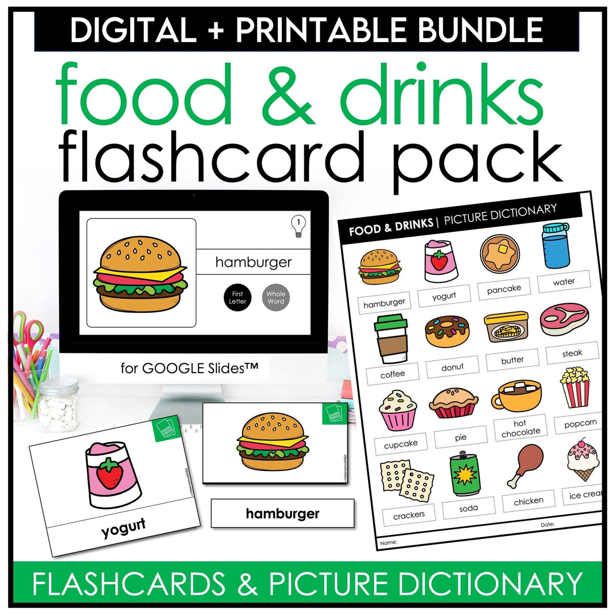 Food & Drinks Vocabulary Flashcards | Picture Dictionary