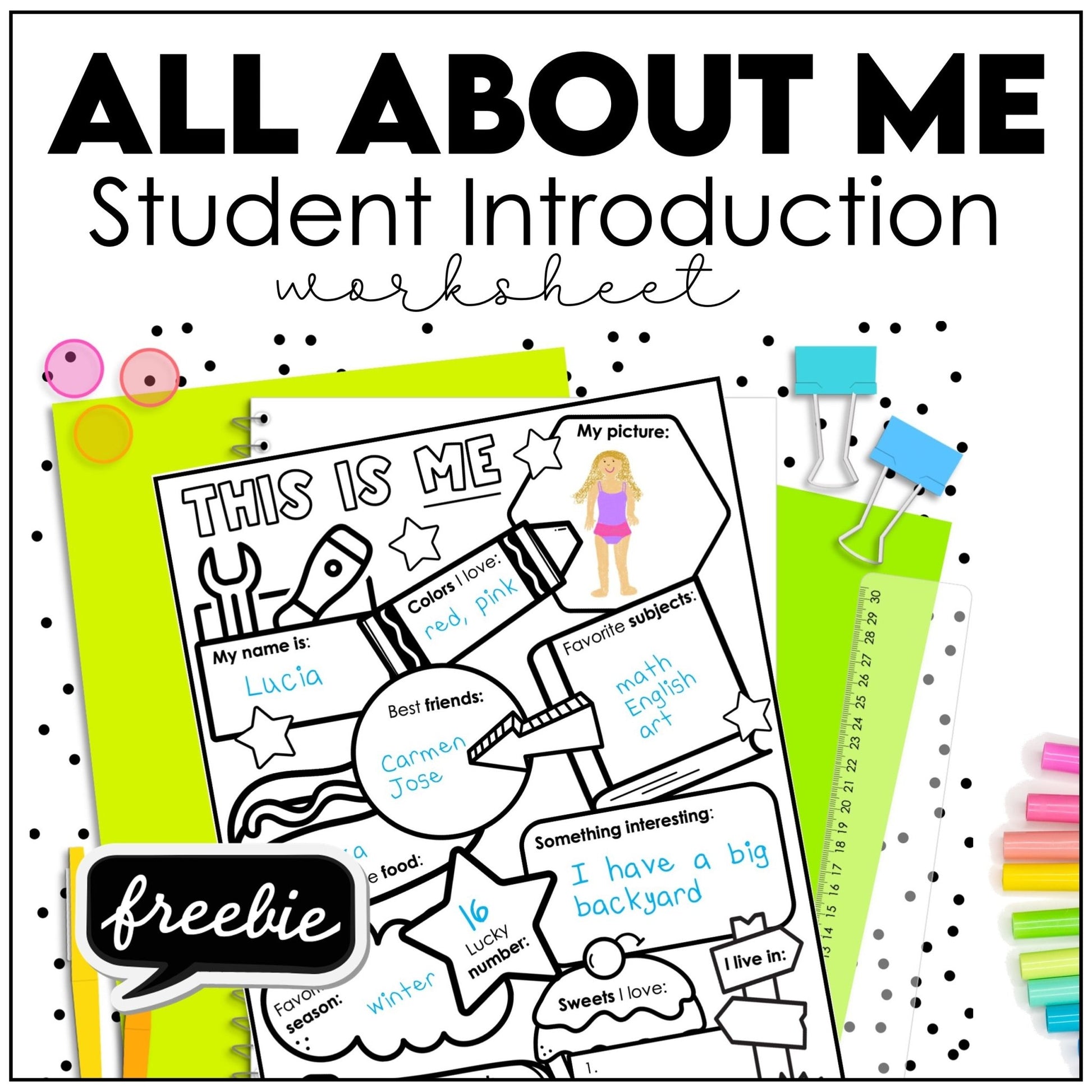FREE Back to School Student Introduction Worksheet - Hot Chocolate Teachables