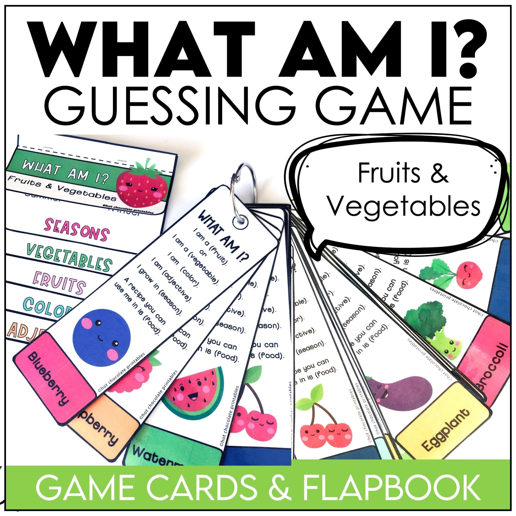 Fruit and Vegetable Guessing Game for Young Learners - What am I? - Hot Chocolate Teachables