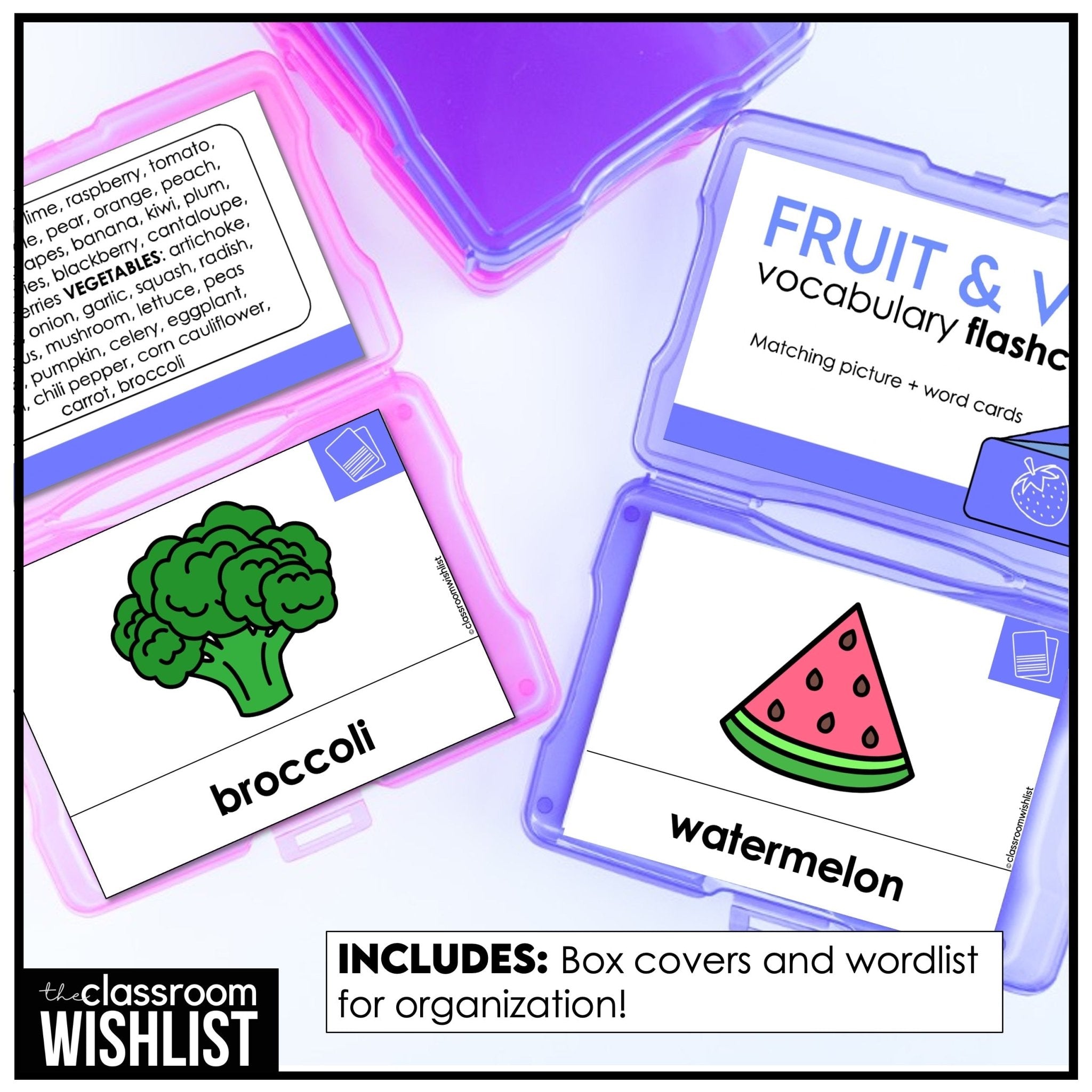 Fruit & Vegetable Vocabulary Flashcard Bundle | Print & Digital | ESL Newcomers - Hot Chocolate Teachables